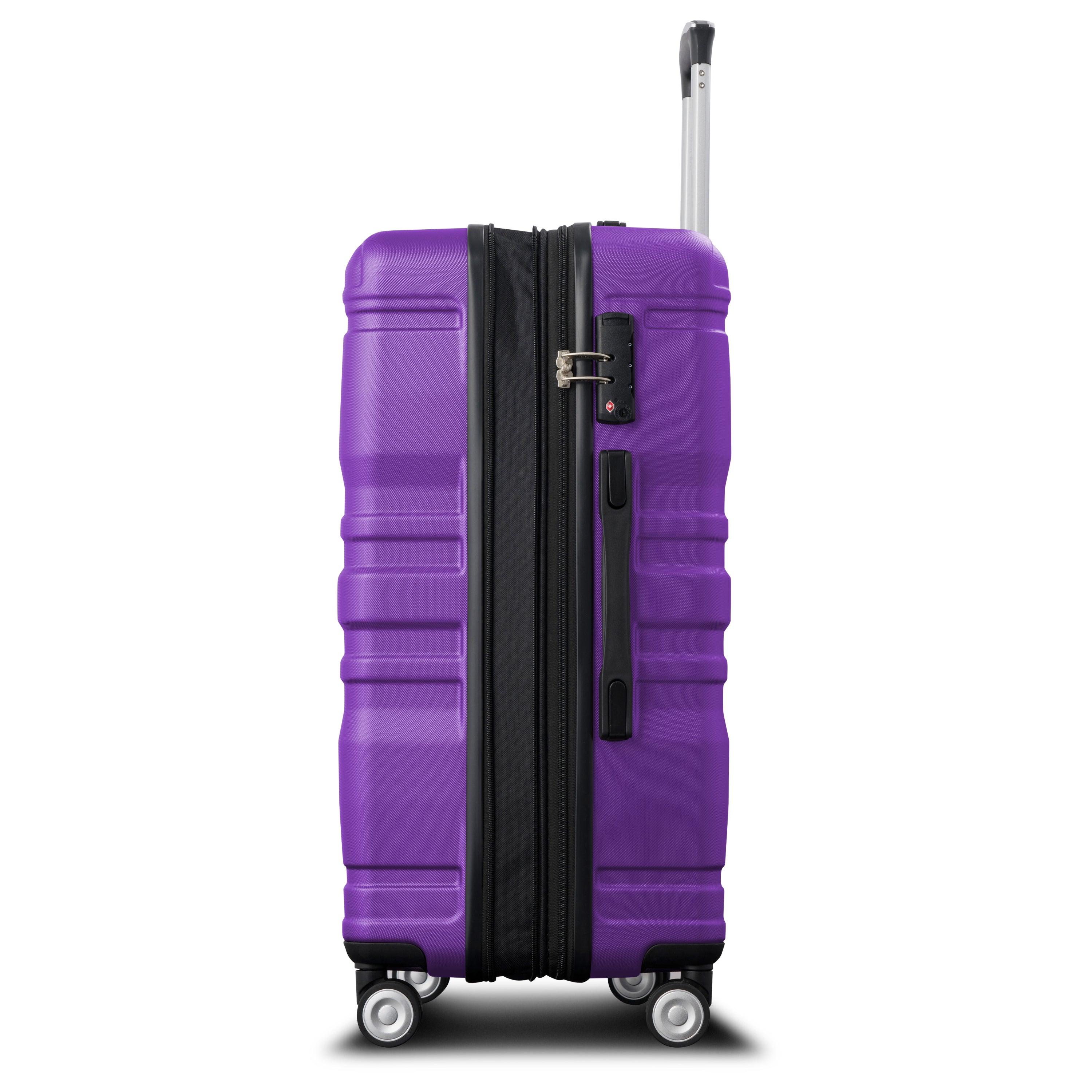 New Model Expandable ABS Hardshell 3pcs Clearance Luggage Sets - Hardside, Lightweight, Durable Suitcase Sets with Spinner Wheels, TSA Lock - 20''24''28'' (Purple)