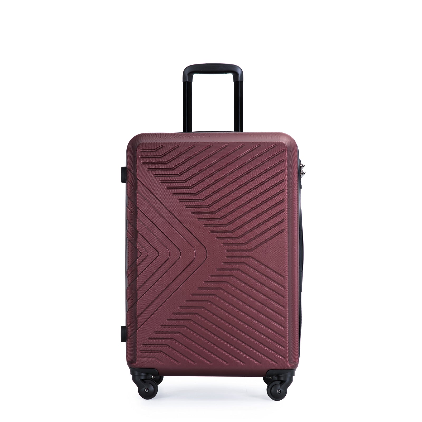 3 Piece Luggage Sets with Two Hooks, Spinner Wheels, TSA Lock, ABS Lightweight Suitcase (20/24/28) - Wine Red