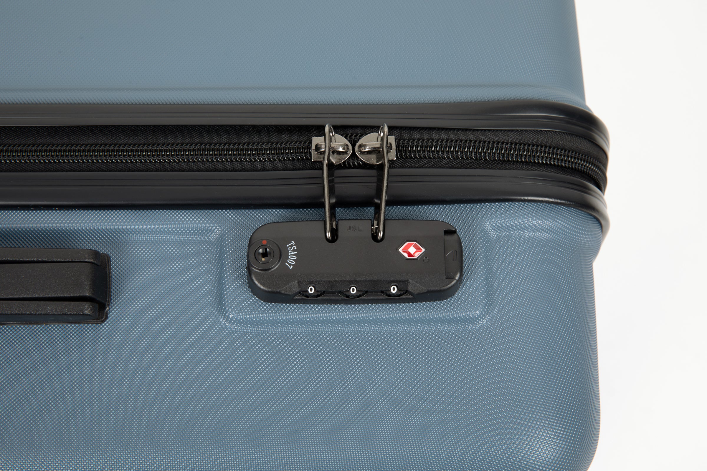 3 Piece ABS Lightweight Suitcase with Hooks, Spinner Wheels, TSA Lock, Blue (20/24/28)