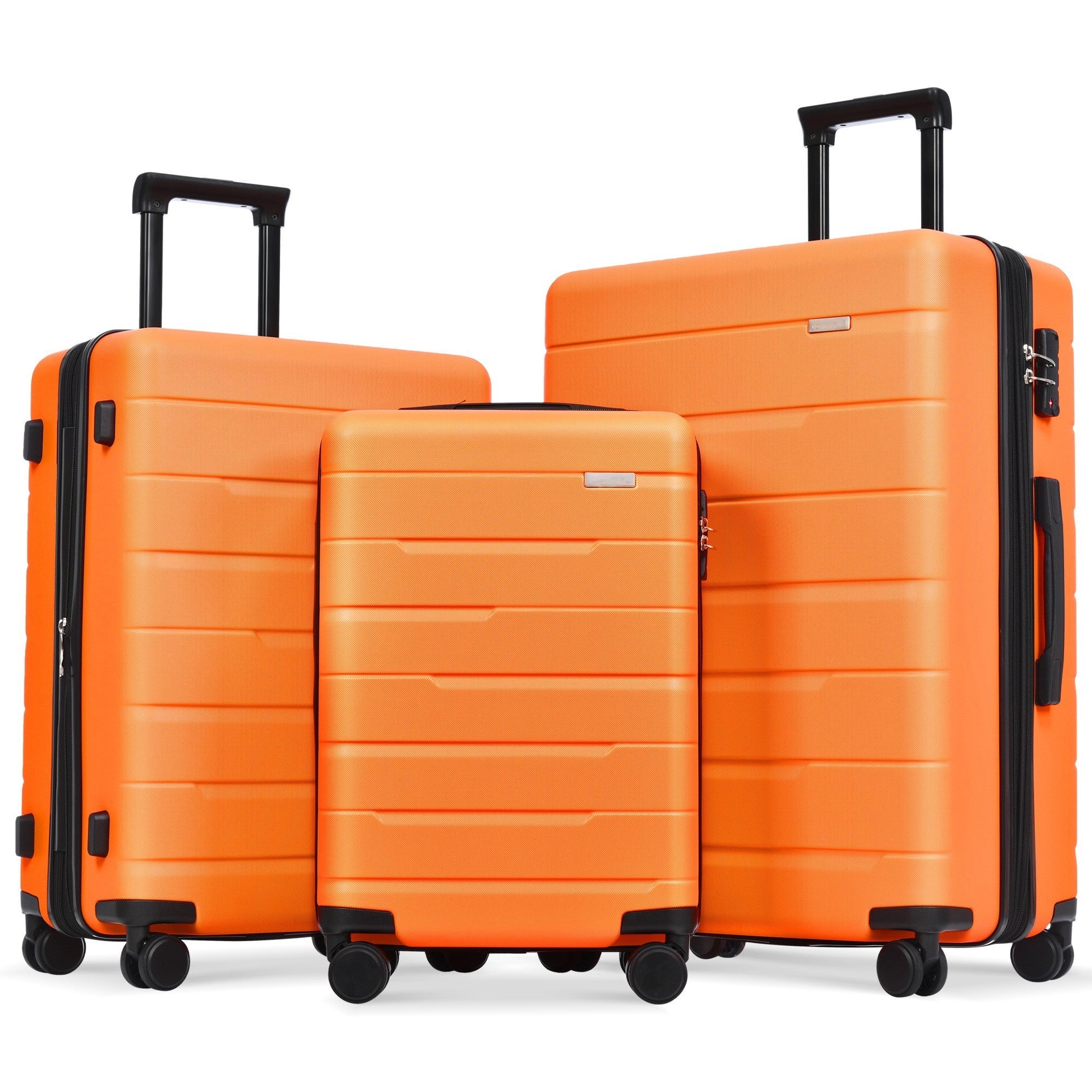 Luggage Sets 3 Piece Suitcase Set - Carry on Airline Approved, Hard Case with Spinner Wheels - Orange 20/24/28