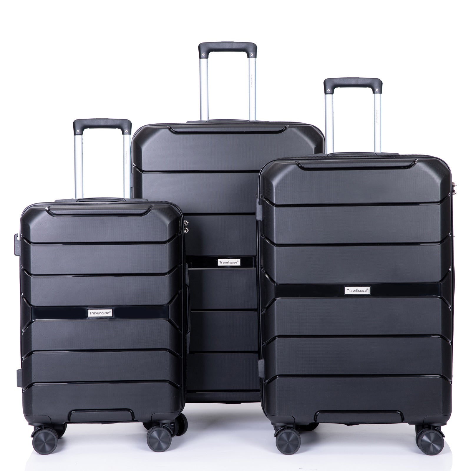 Hardshell Suitcase Spinner Wheels PP Luggage Sets - Lightweight & Durable with TSA Lock - 3-Piece Set (20/24/28) - Black