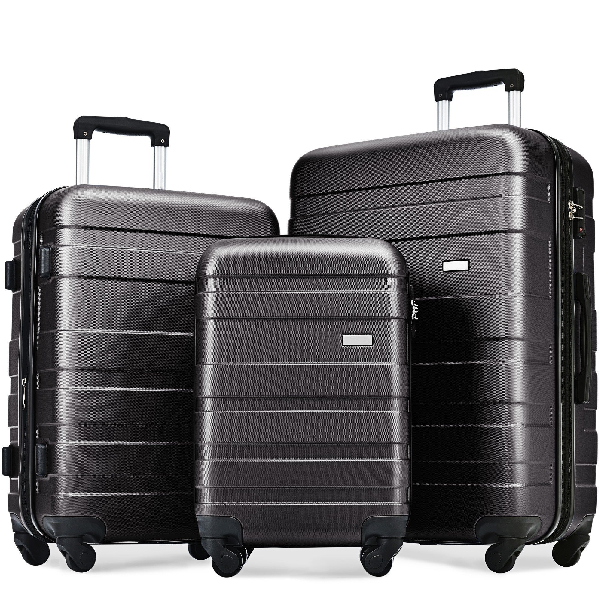 Luggage Sets: Expandable ABS Hardshell 3pcs Hardside Suitcase Set with TSA Lock, Spinner Wheels, Lightweight & Durable - 20''24''28'' (Dark Gray)