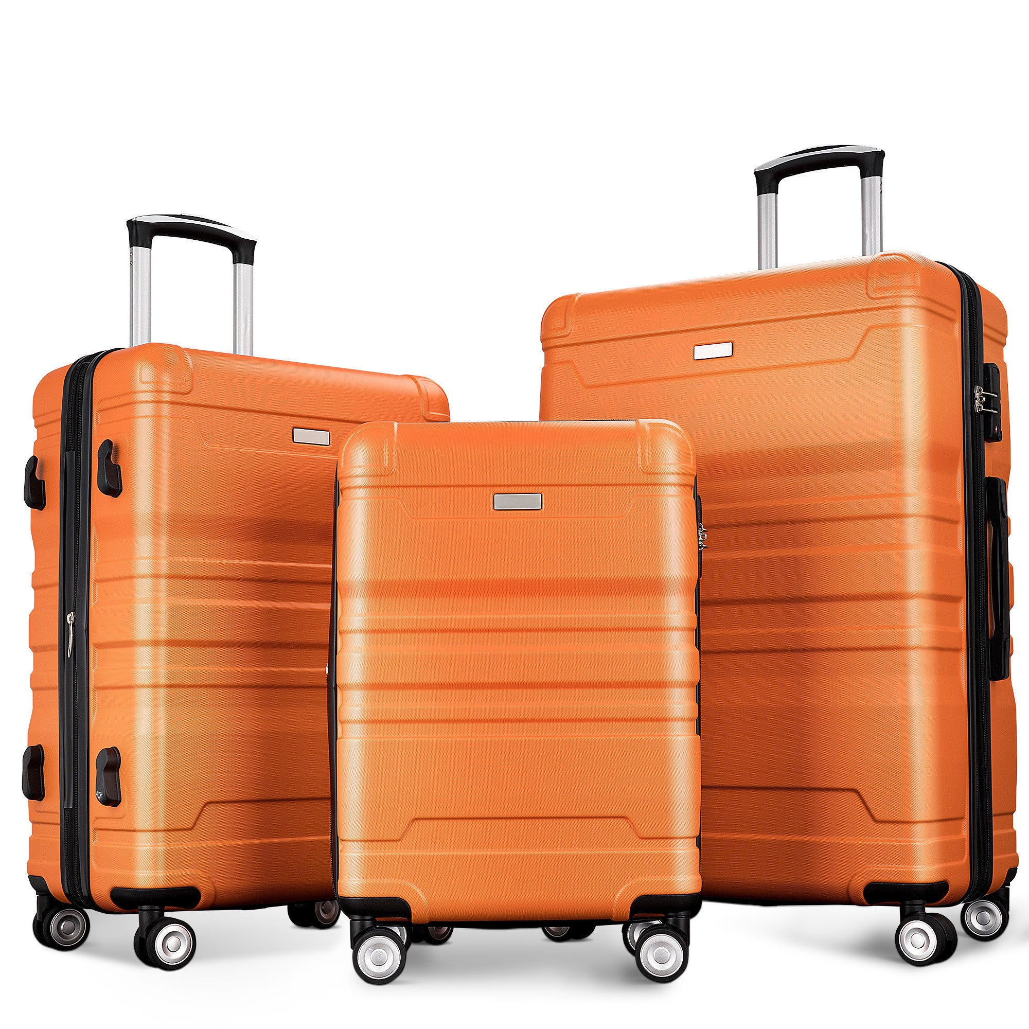 New Model Expandable ABS Hardshell 3pcs Luggage Sets: Clearance Hardside Suitcase with TSA Lock & Spinner Wheels, Lightweight & Durable (Orange, 20''24''28'')