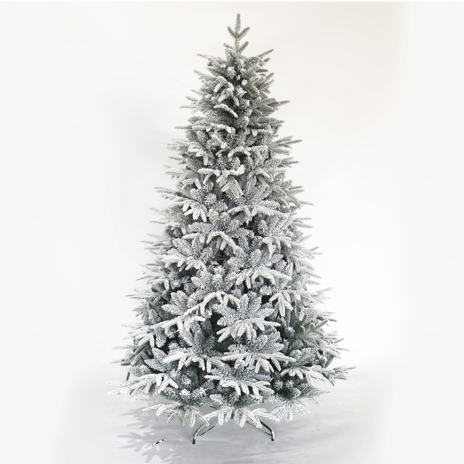 Snow Flocked Christmas Tree 7ft: Realistic Unlit Pine Tree with White Tips