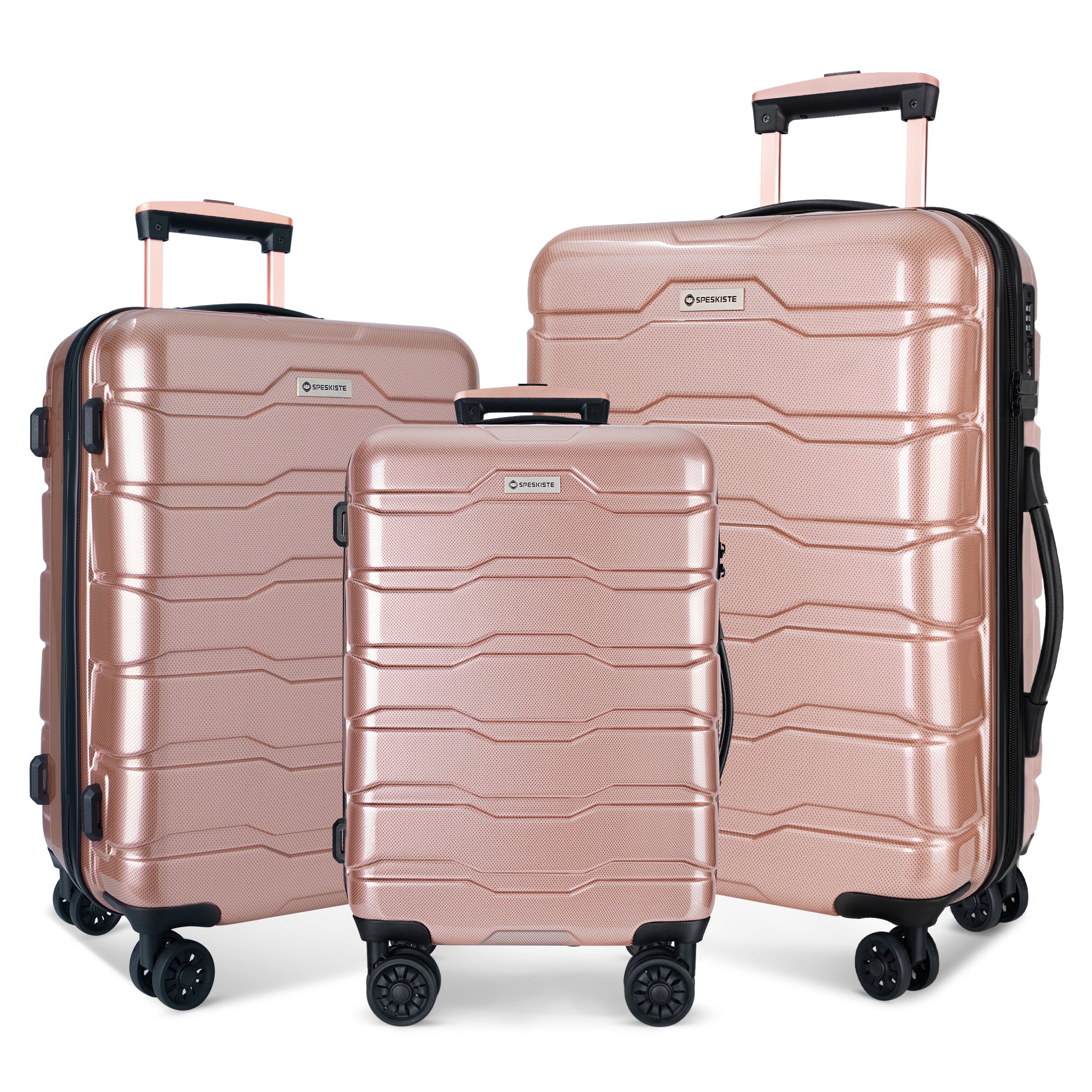 Luggage Sets 3pcs ABS+PC Hardshell Clearance Hardside Suitcase Spinner Wheels TSA Lock (20/24/28), RoseGold