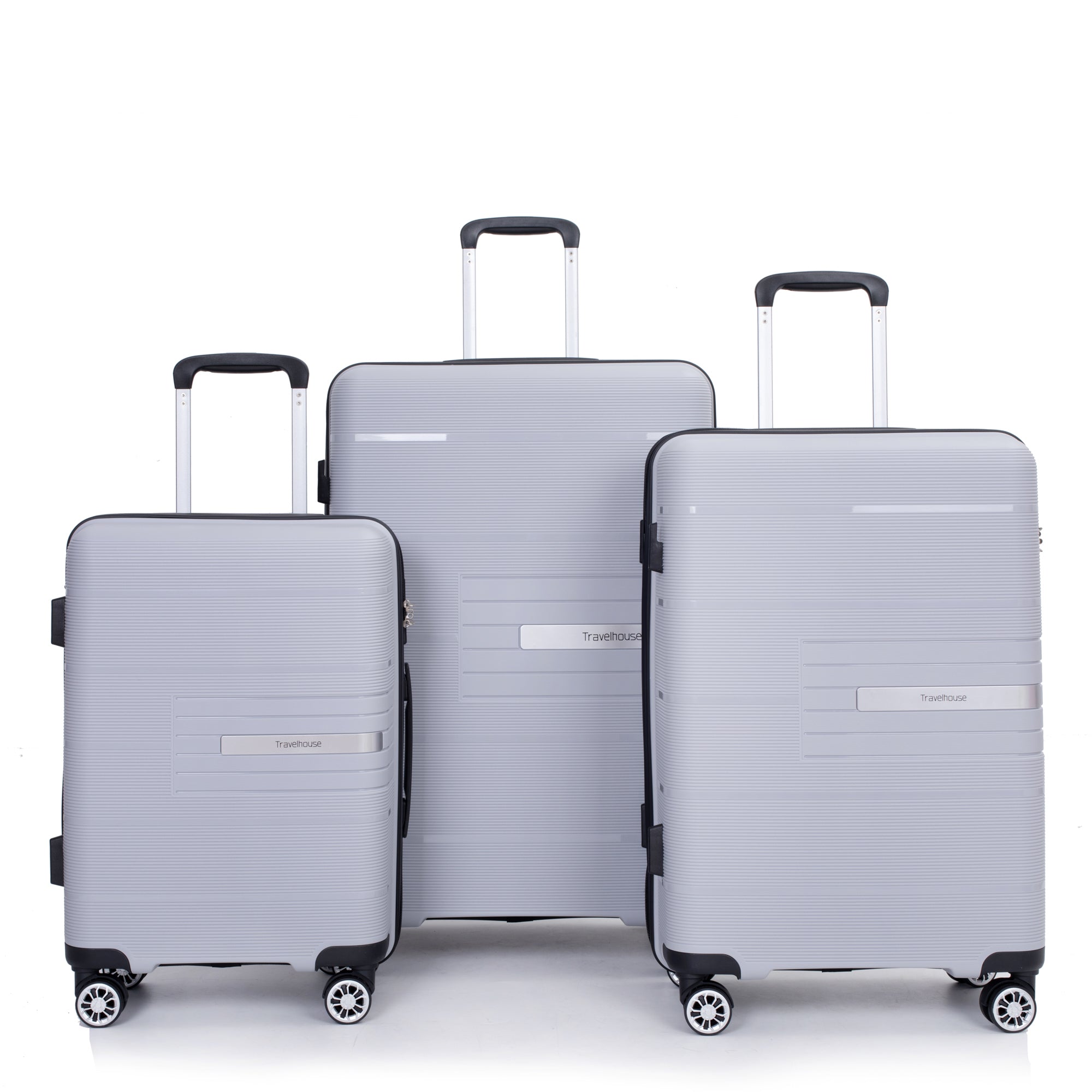 Hardshell Suitcase Double Spinner Wheels, Lightweight, Durable with TSA Lock, 3-Piece Set (20/24/28), Silver