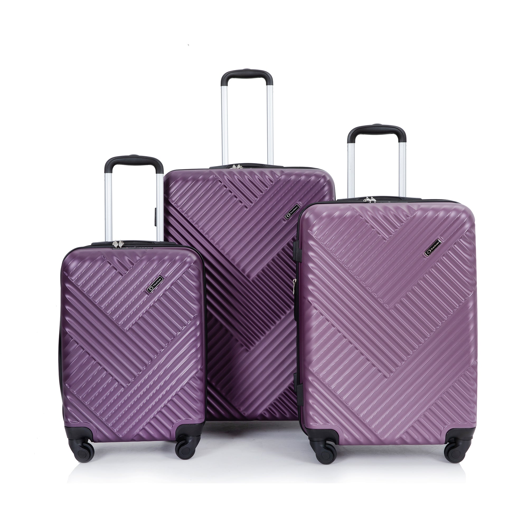 Expandable 3-Piece Lightweight Suitcase Set with Spinner Wheels, TSA Lock - Purple (21/25/29)