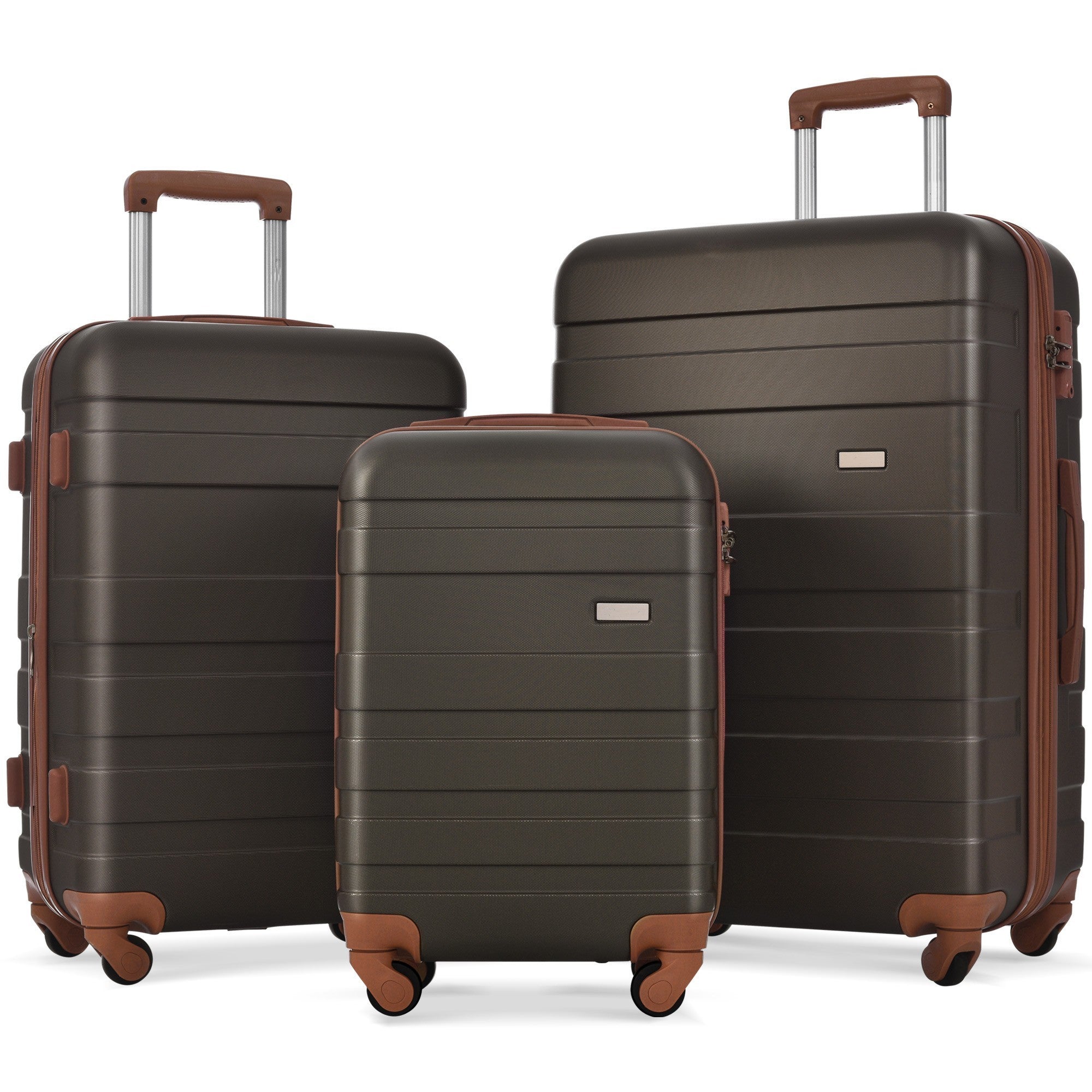 New Model Expandable ABS Hardshell 3pcs Luggage Sets Clearance - Lightweight, Durable Suitcase Sets with Spinner Wheels, TSA Lock - 20''24''28'' (Brown)