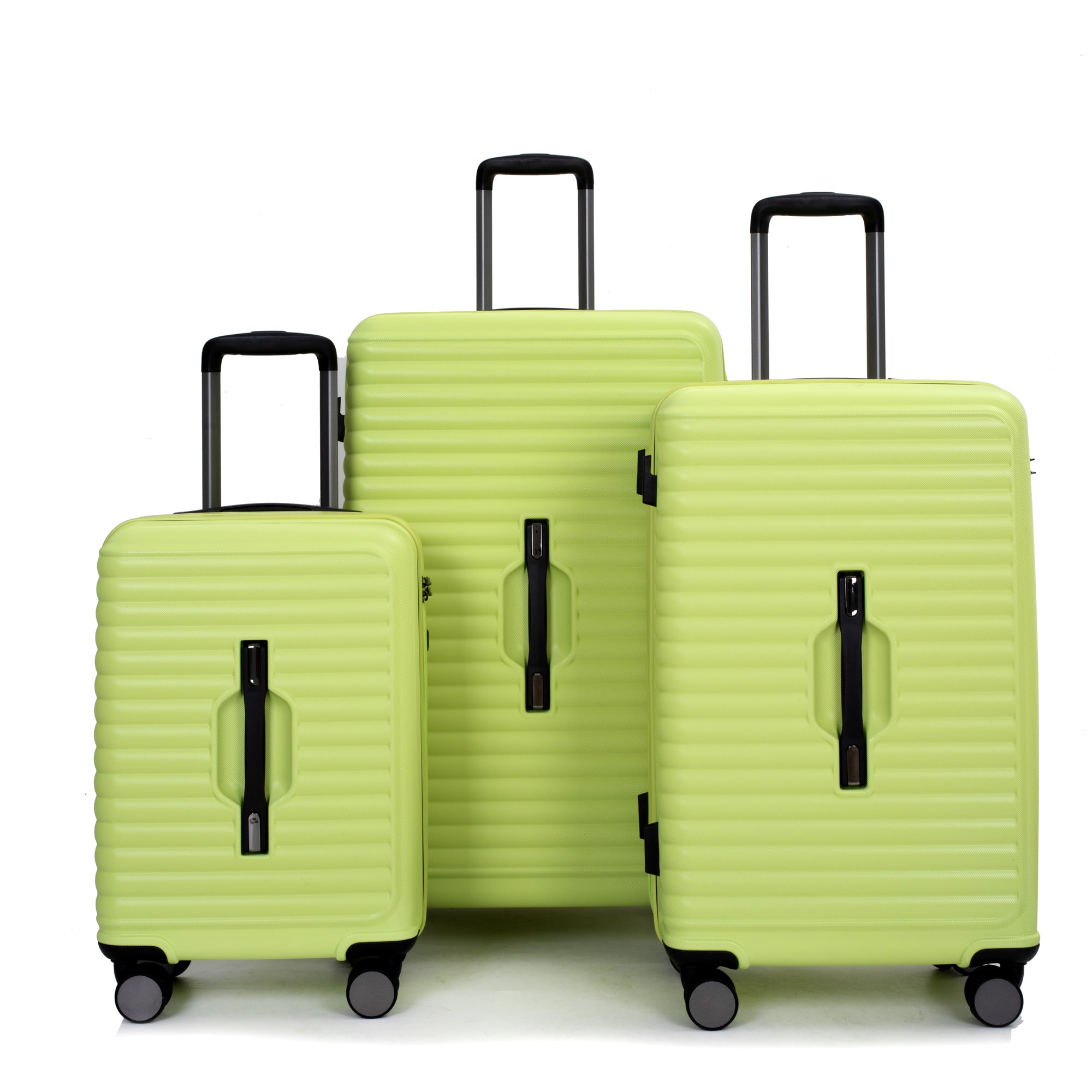 3 Piece Luggage Sets Lightweight Suitcase | PC+ABS, Two Hooks | 360° Double Spinner Wheels, TSA Lock | (21/25/29) Light Green