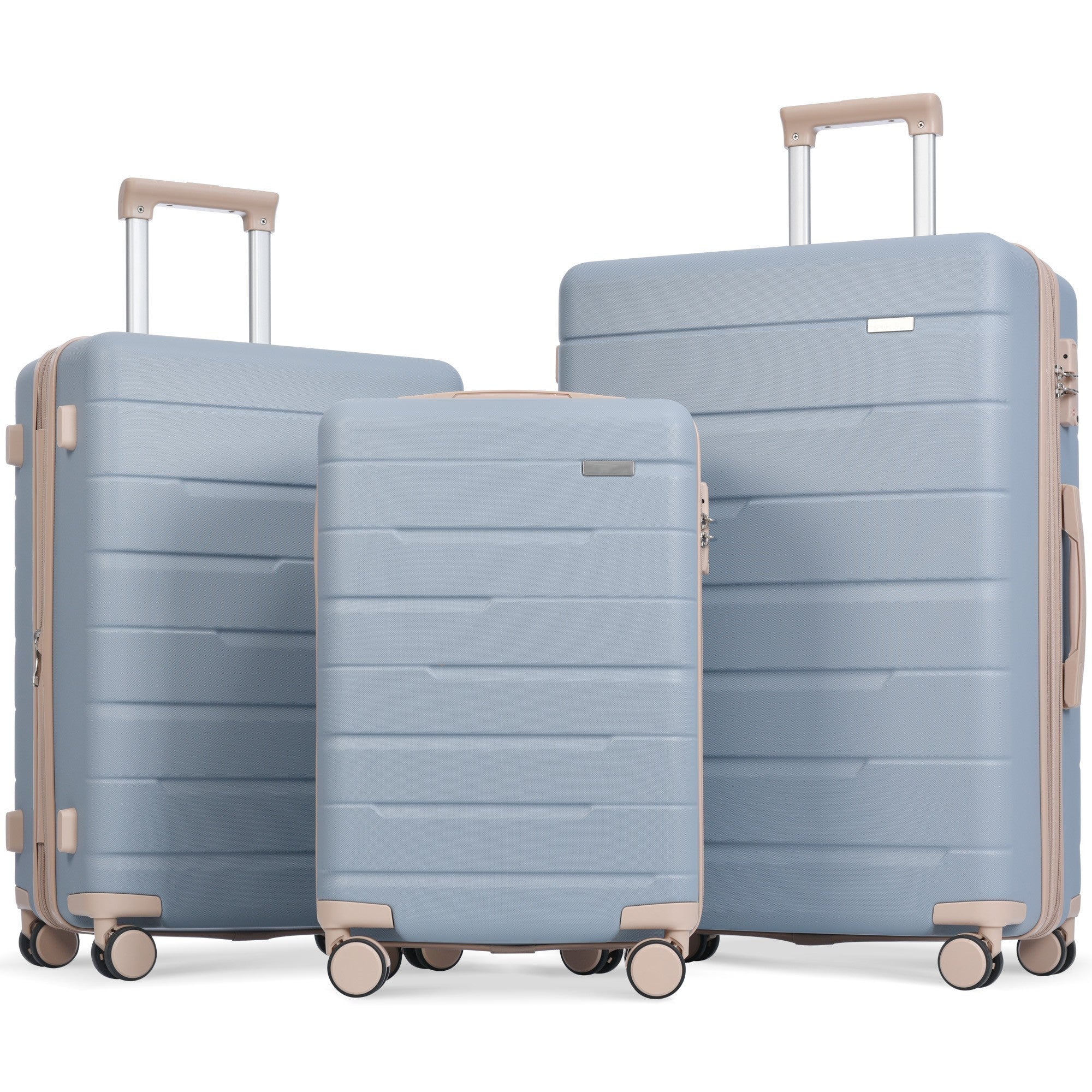 Luggage Sets 3 Piece Suitcase Set - Airline Approved Carry On - Hard Case with Spinner Wheels - Light Blue - 20/24/28