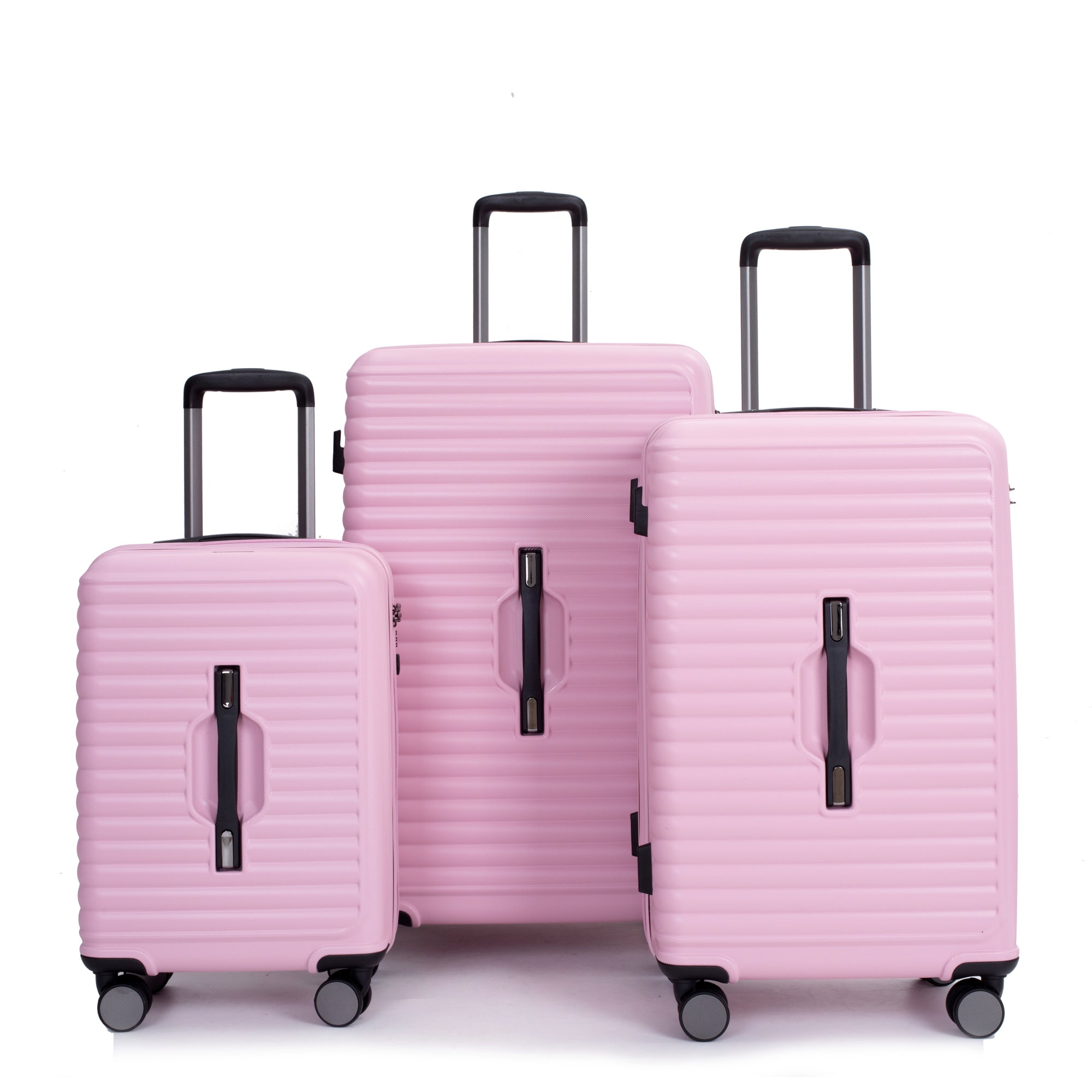 3 Piece Luggage Sets with Hooks, Double Spinner Wheels, TSA Lock (21/25/29) - Lightweight Pink Suitcase for Travel