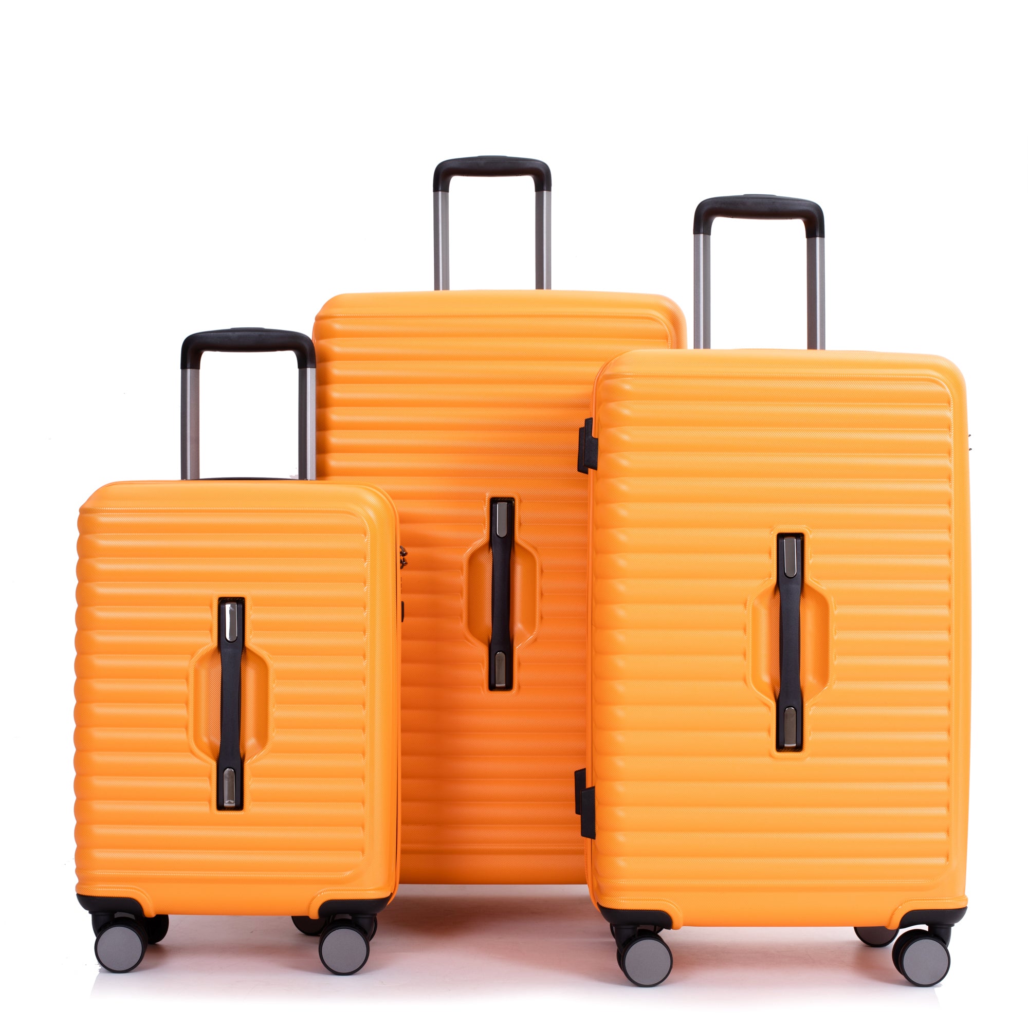 3 Piece Lightweight Luggage Set with TSA Lock, Double Spinner Wheels & Two Hooks - PC+ABS Suitcase (21/25/29) in Orange