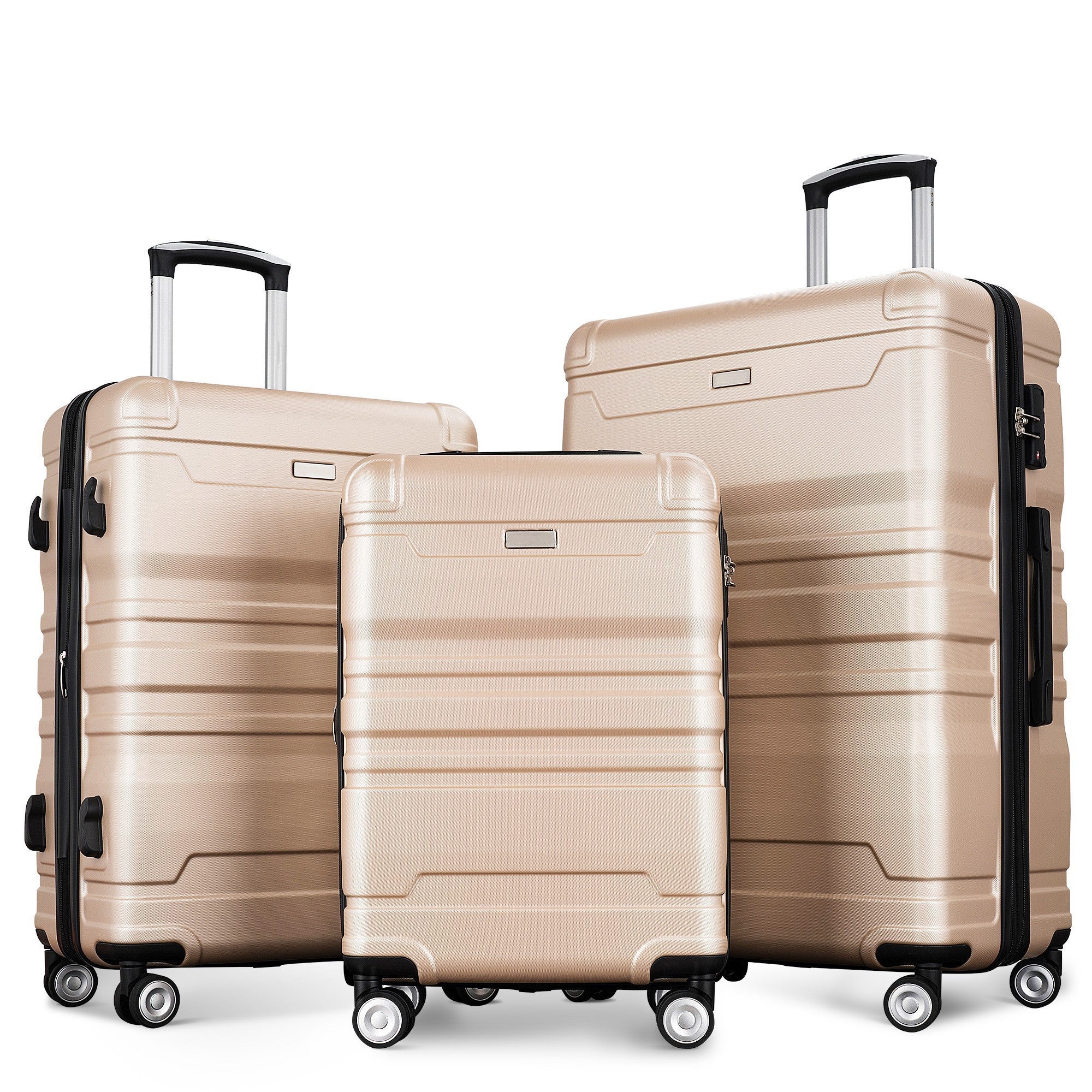 Luggage Sets: Expandable ABS Hardshell 3pcs Clearance Suitcase - Lightweight, Durable, Spinner Wheels, TSA Lock - 20''24''28'' (Champagne)