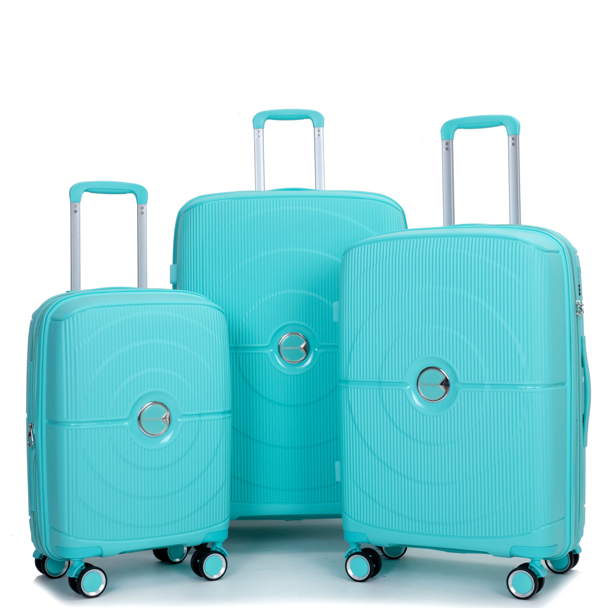 Expandable Hardshell Suitcase Double Spinner Wheels, Lightweight Durable TSA Lock Luggage Sets - 3-Piece (20/24/28), Lake Blue