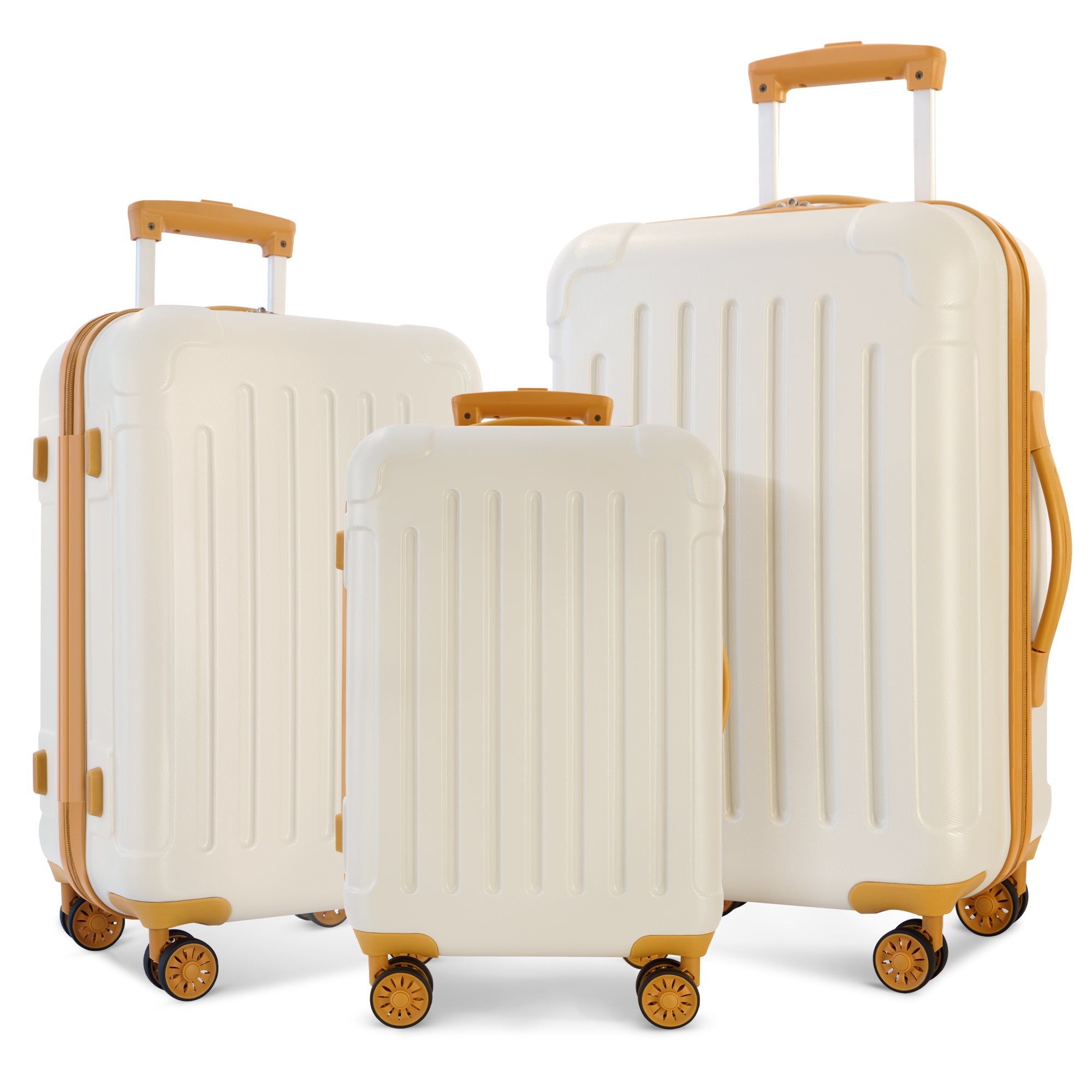 Luggage Set with Spinner Wheels, Lightweight ABS+PC Material, 3 Piece (20/24/28), White