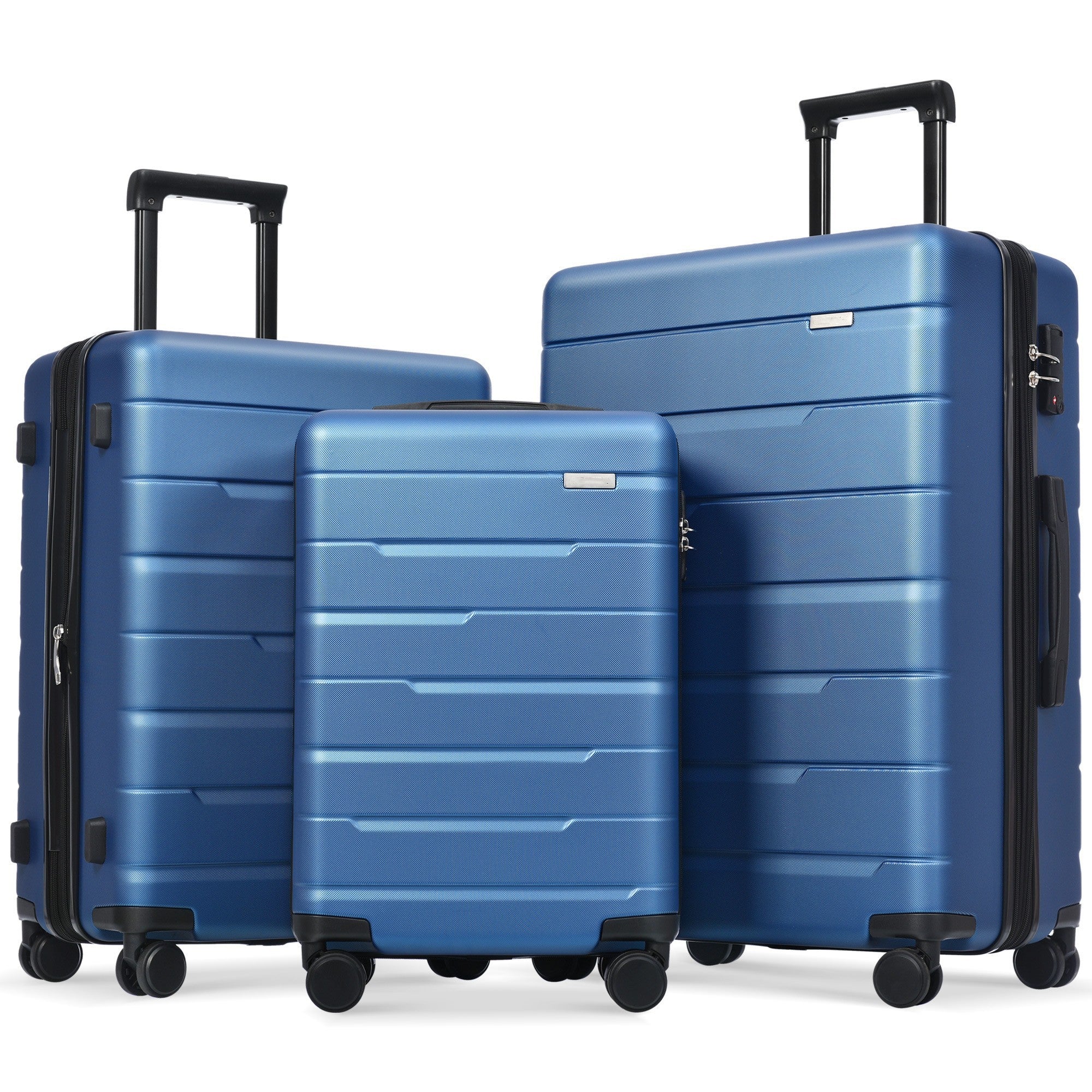 Luggage Sets 3 Piece Suitcase Set 20/24/28, Carry on Luggage Airline Approved, Hard Case with Spinner Wheels, Navy