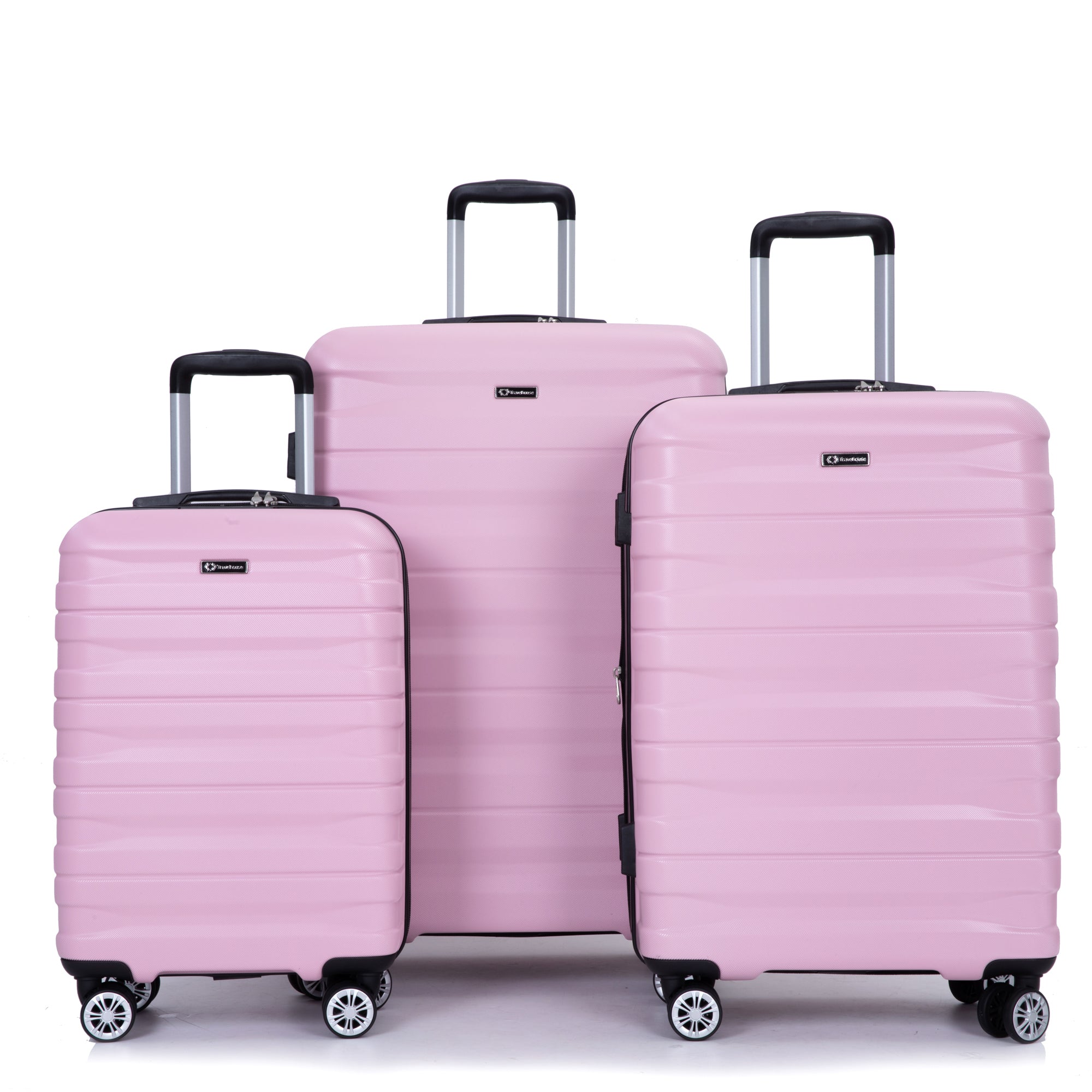 3 Piece Luggage Sets PC Lightweight & Durable Expandable Suitcase with Two Hooks, Double Spinner Wheels, TSA Lock, Pink (21/25/29)