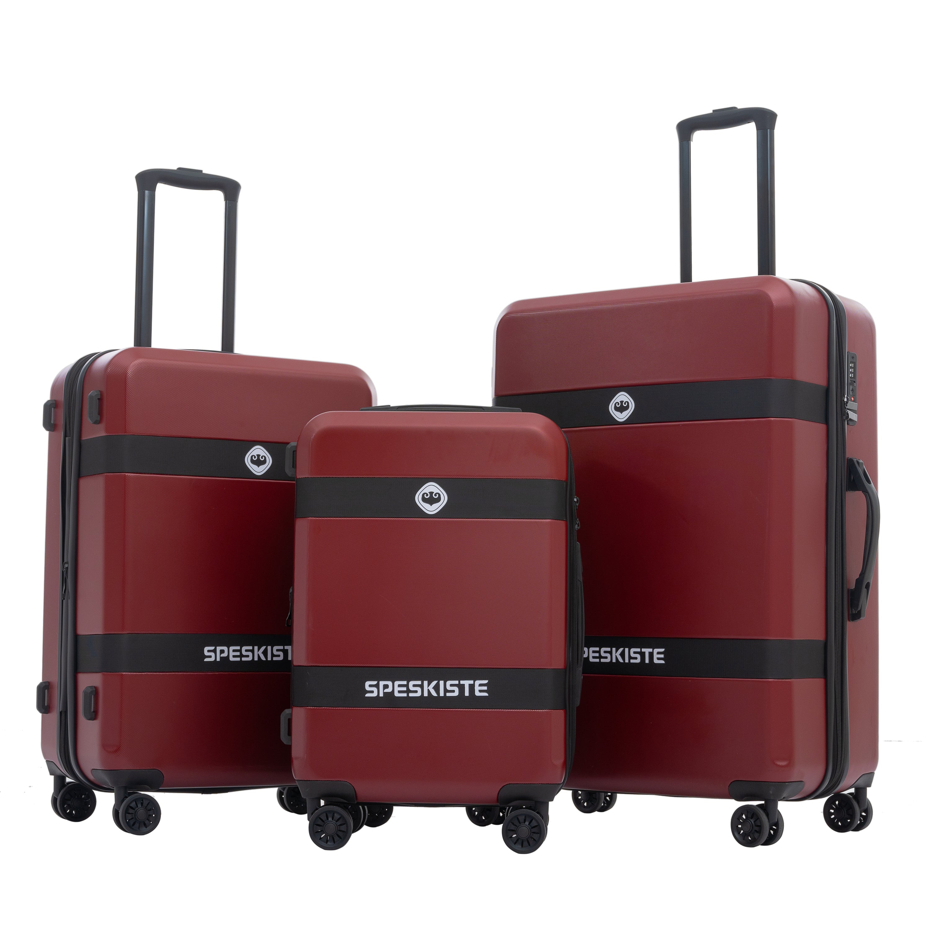 New Model Expandable ABS+PC 3 Piece Luggage Sets with Spinner Wheels, Lightweight TSA Lock, Red (20/24/28)