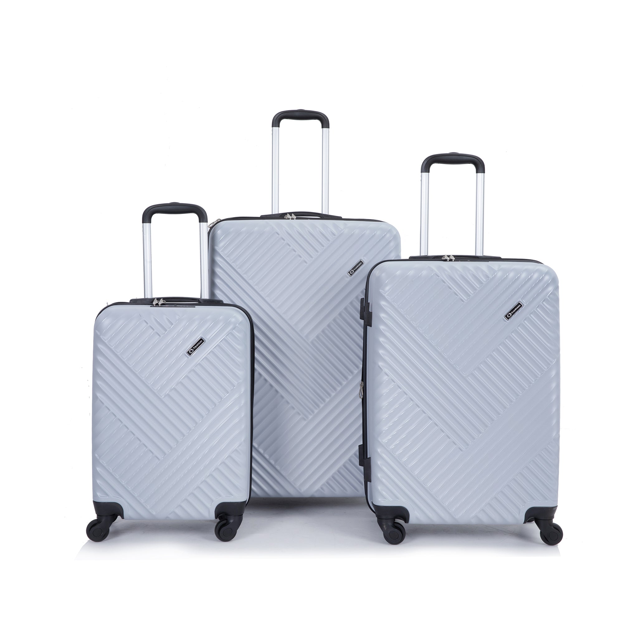 Expandable 3 Piece Lightweight Luggage Sets with Spinner Wheels, TSA Lock, and Two Hooks - Silver (21/25/29)