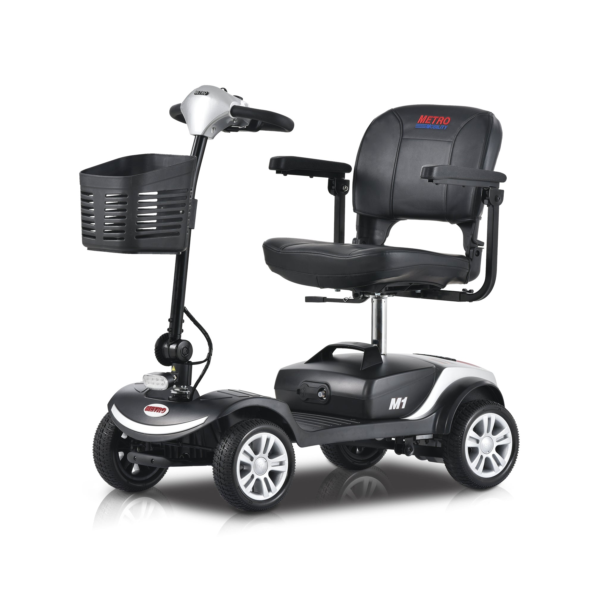 Four Wheel Compact Travel Mobility Scooter - 300W Motor, 300lbs Capacity, SILVER