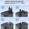 Universal Travel Adapter: European to US Plug Adaptor, 2 USB A and 2 USB C Ports, 1 AC Outlet, Dual 8A Fuses - Compact Design, Ideal for International Travel