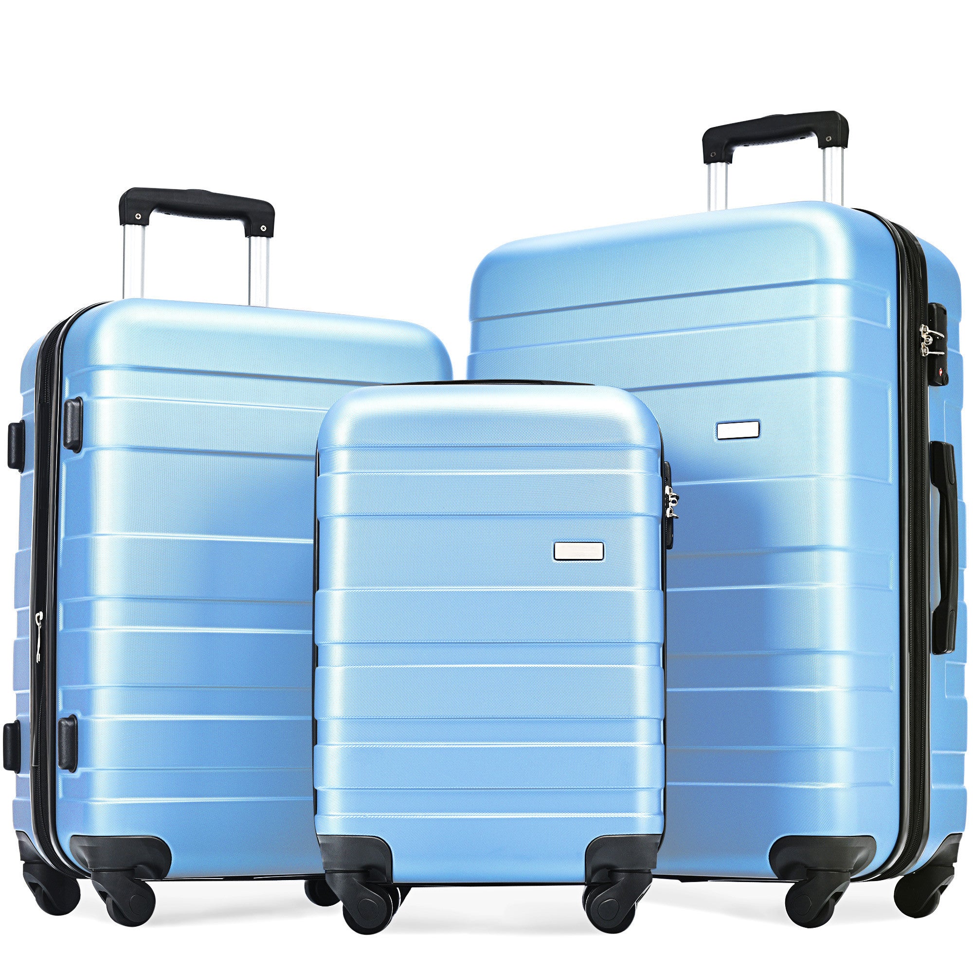 Luggage Sets - Expandable ABS Hardshell 3pcs Clearance Hardside Suitcase with TSA Lock, Spinner Wheels, Lightweight & Durable - 20''24''28'' (Sky Blue)