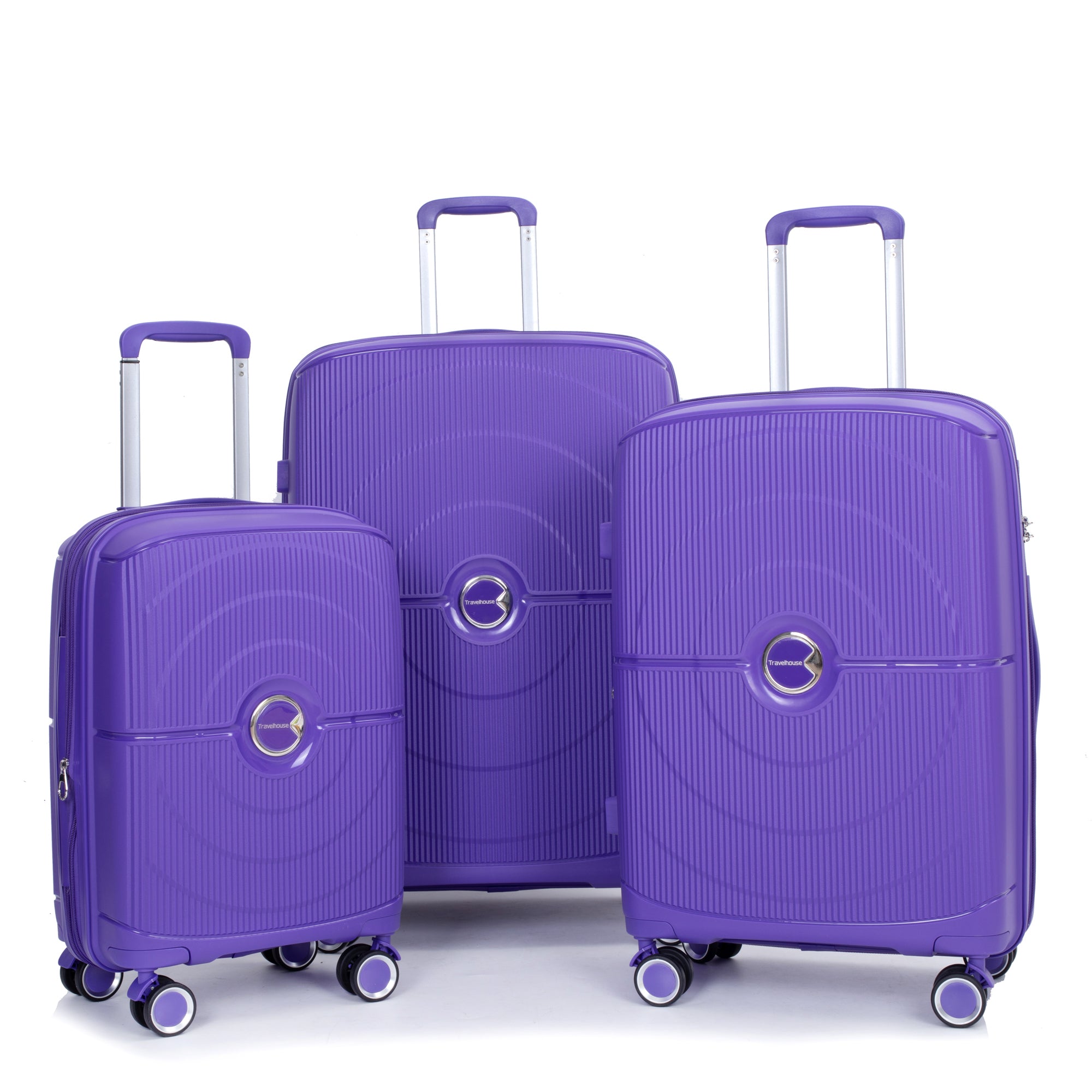 Expandable Hardshell Suitcase Double Spinner Wheels Luggage Sets Lightweight Durable Suitcase with TSA Lock, 3-Piece Set (20/24/28), Purple