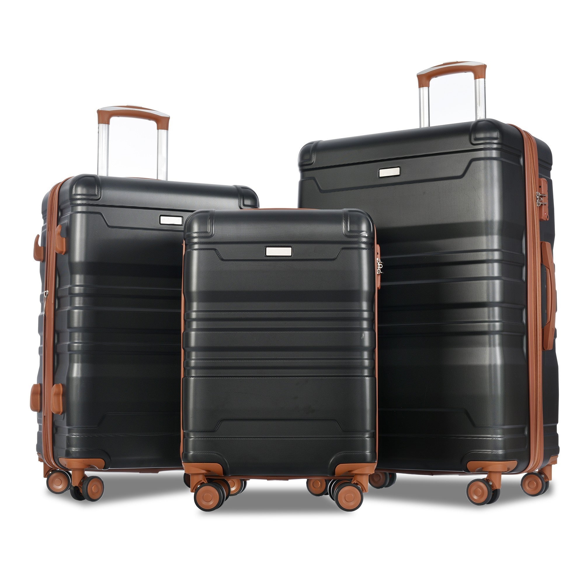 New Model Expandable ABS Hardshell 3pcs Luggage Sets - Clearance Hardside Suitcase with TSA Lock, Spinner Wheels - Lightweight, Durable - 20''24''28'' Sizes Available in Black and Brown