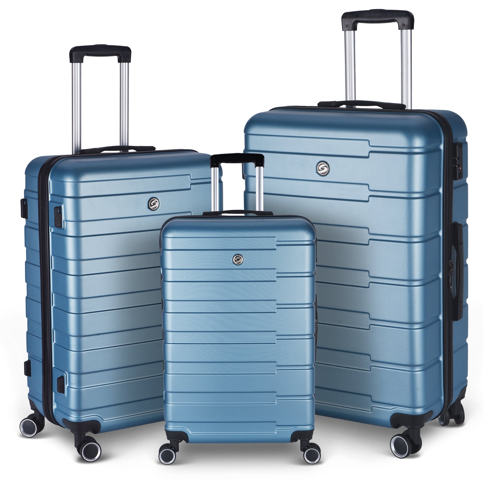 Luggage Suitcase Set: 3-Piece Hardside Carry-Ons with Spinner Wheels - 20"/24"/28" Sizes Available in Multiple Colors