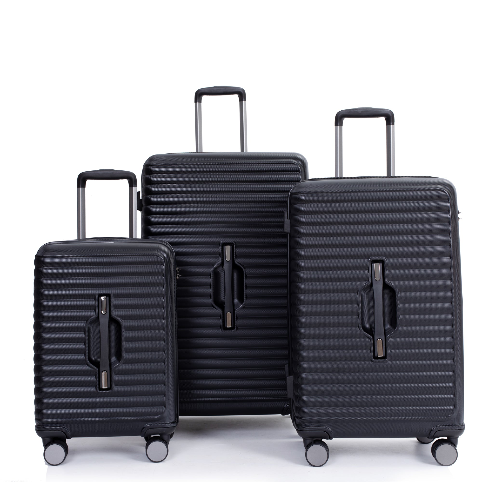 3 Piece Lightweight Suitcase Set with Spinner Wheels, TSA Lock, Two Hooks, (21/25/29) - Black