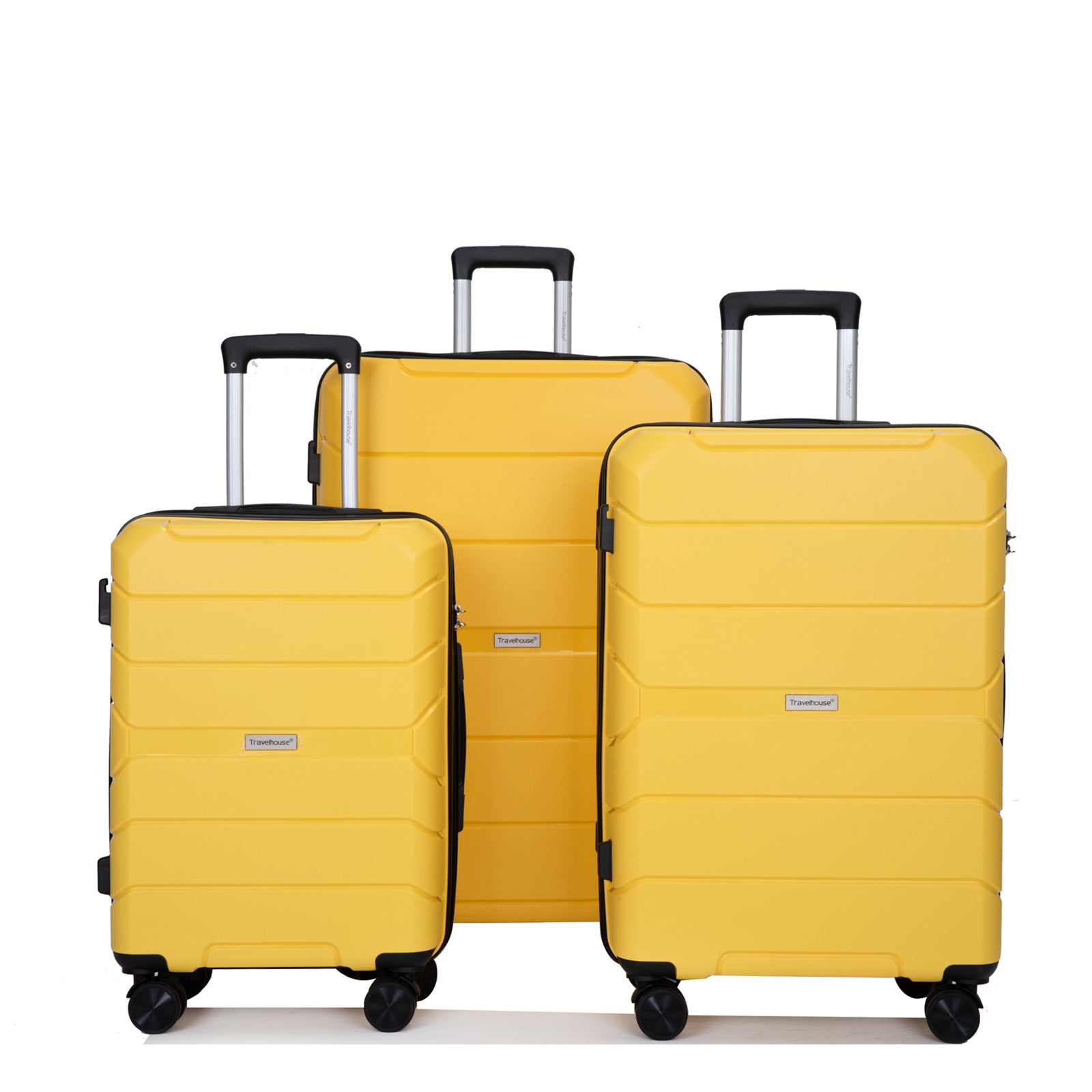 Hardshell Suitcase Spinner Wheels, Lightweight Durable Luggage Sets with TSA Lock, 3-Piece Set (20/24/28), Yellow