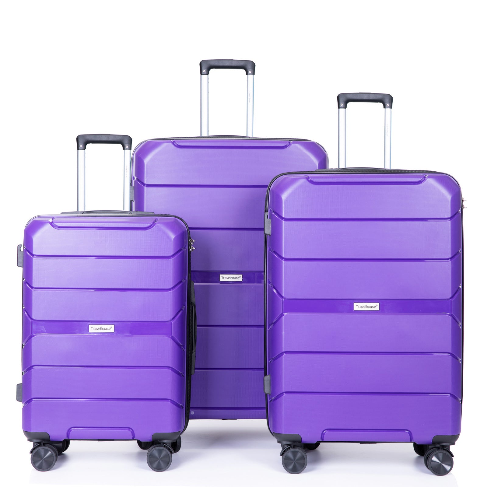 Hardshell Spinner Wheels PP Luggage Set - Lightweight, Durable Suitcase with TSA Lock - 3-Piece Set (20/24/28) - Purple