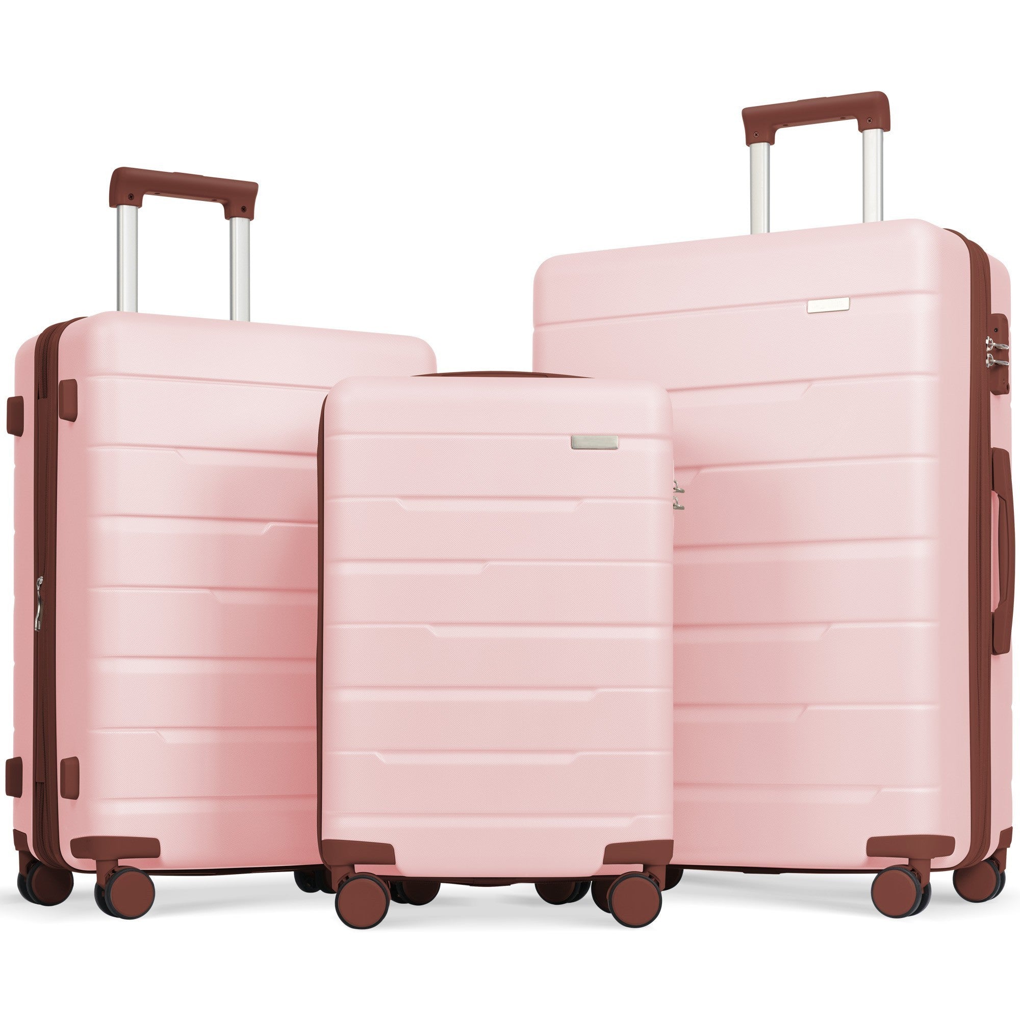 Luggage Sets 3 Piece Suitcase Set 20/24/28, Carry on Luggage Airline Approved, Hard Case with Spinner Wheels - Pink