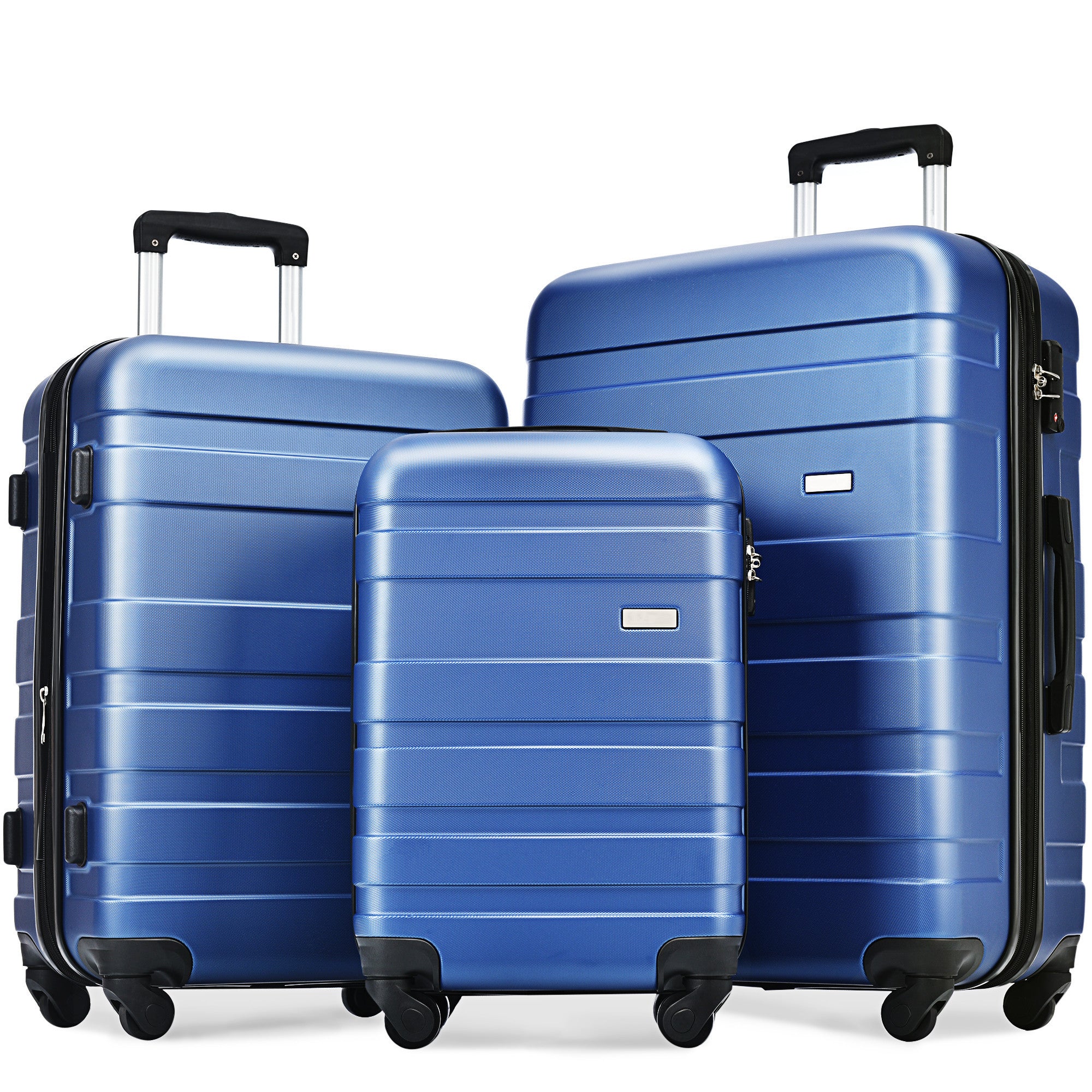 Luggage Sets - Expandable ABS Hardshell 3pcs Clearance - Hardside, Lightweight & Durable Suitcase Sets with Spinner Wheels & TSA Lock - 20''24''28'' - Navy