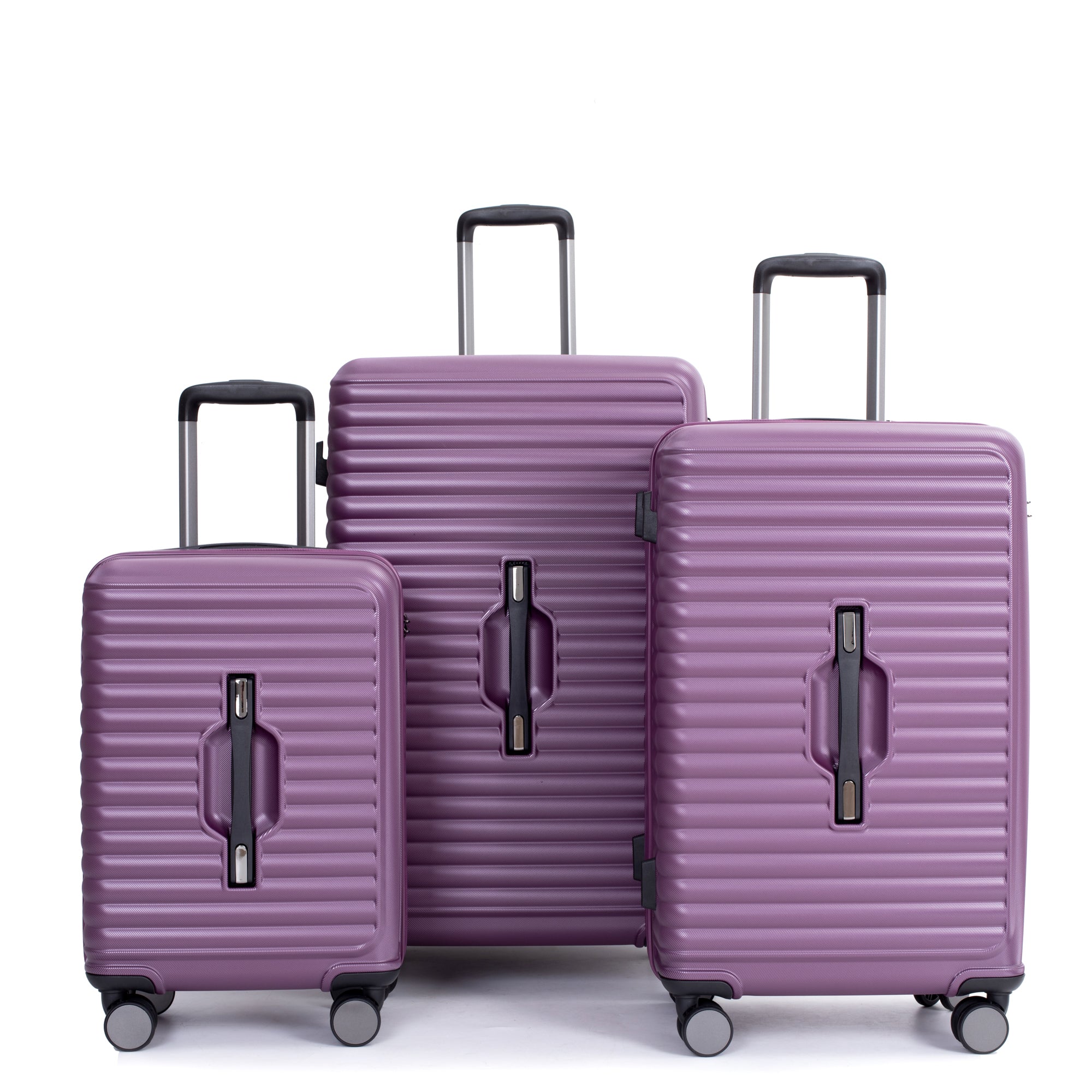 3 Piece Luggage Sets: Lightweight Suitcase with Hooks, 360° Double Spinner Wheels, TSA Lock (21/25/29) - Dark Purple