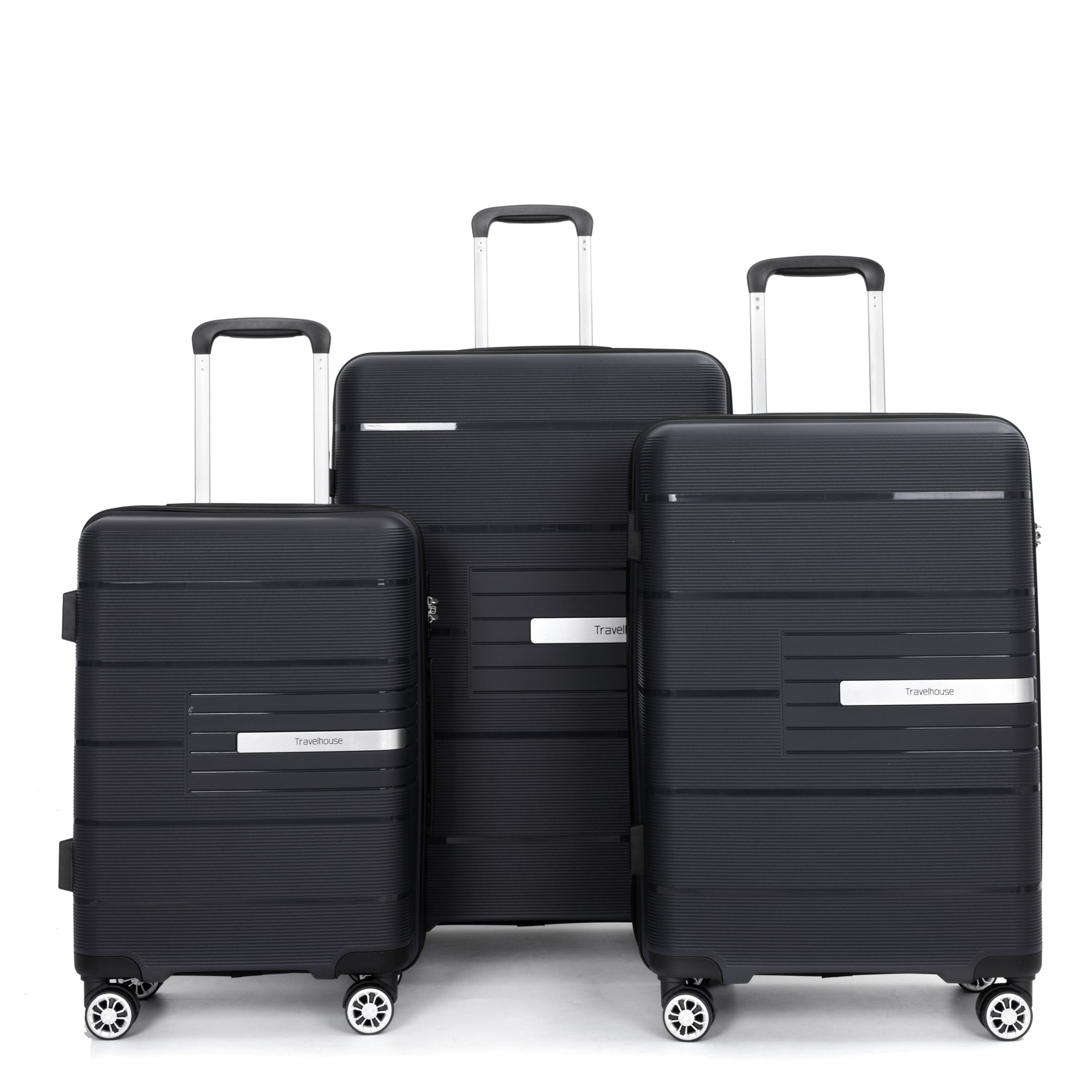 Hardshell Suitcase with Double Spinner Wheels - Lightweight, Durable, TSA Lock - 3-Piece Set (20/24/28) - Black