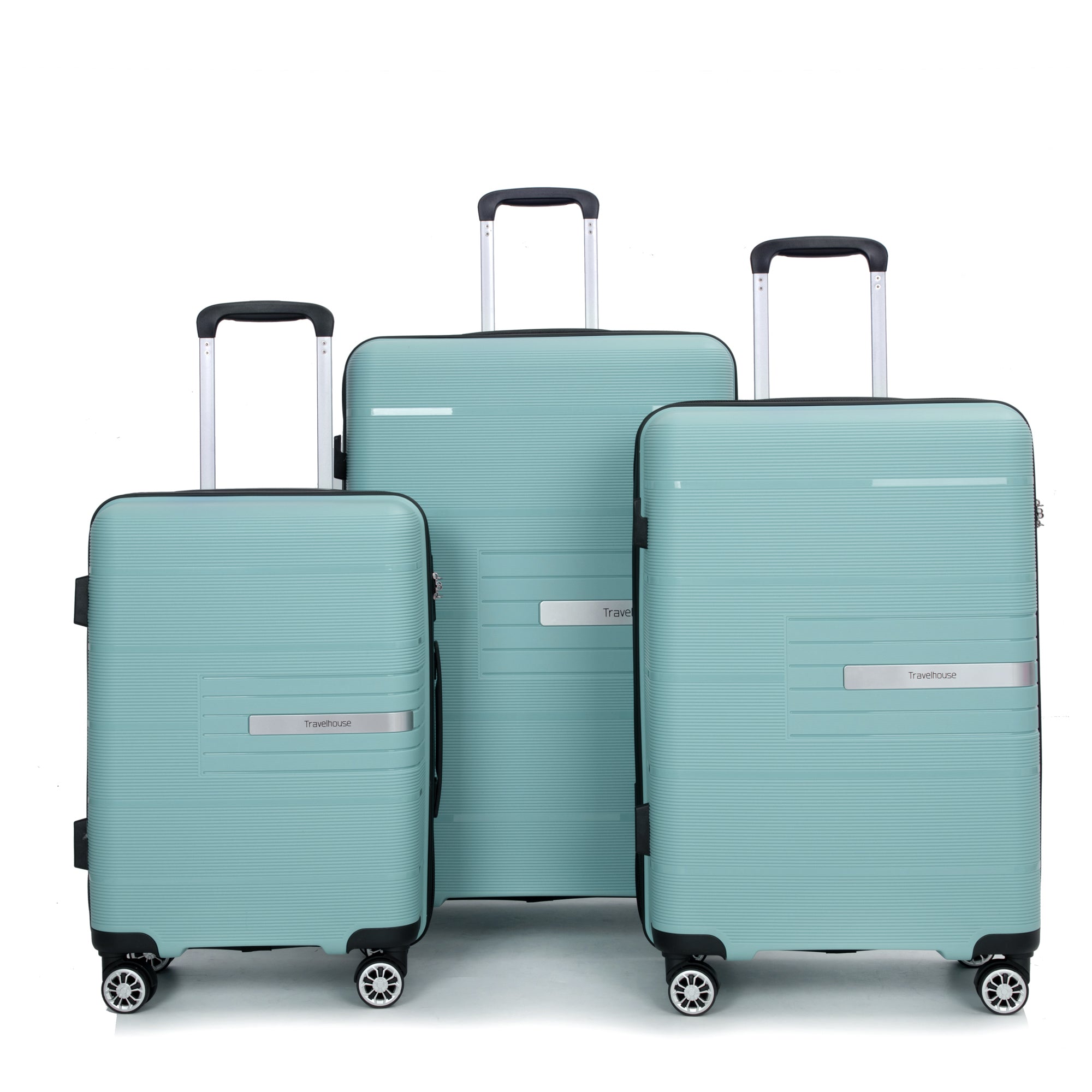 Hardshell Suitcase Double Spinner Wheels PP Luggage Sets Lightweight Durable with TSA Lock, 3-Piece Set (20/24/28), Light Green