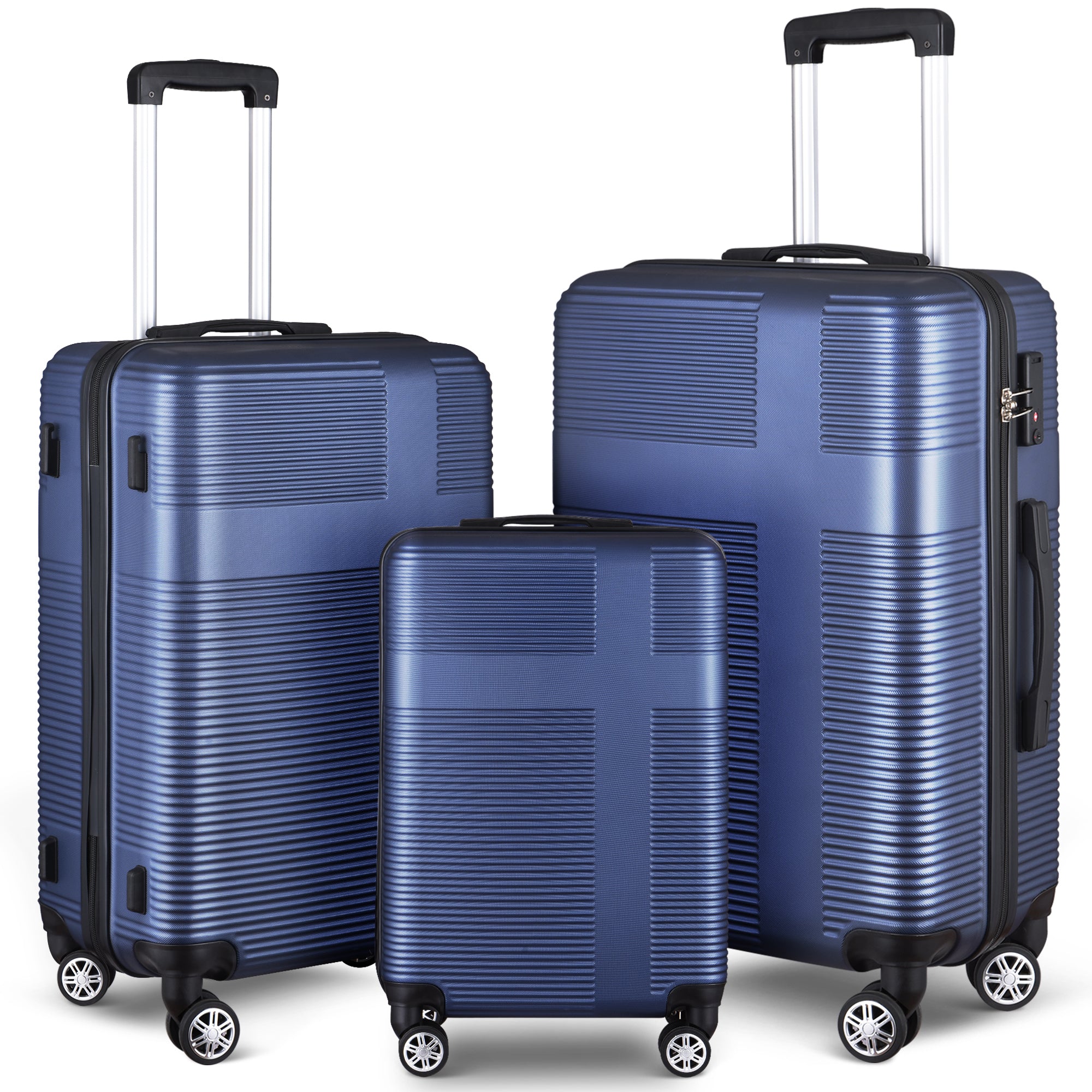 3 Piece Luggage Set with TSA Lock: Durable ABS, Lightweight Suitcase with Hooks, Spinner Wheels - Cross Stripe Luggage Sets in 20in/24in/28in Sizes