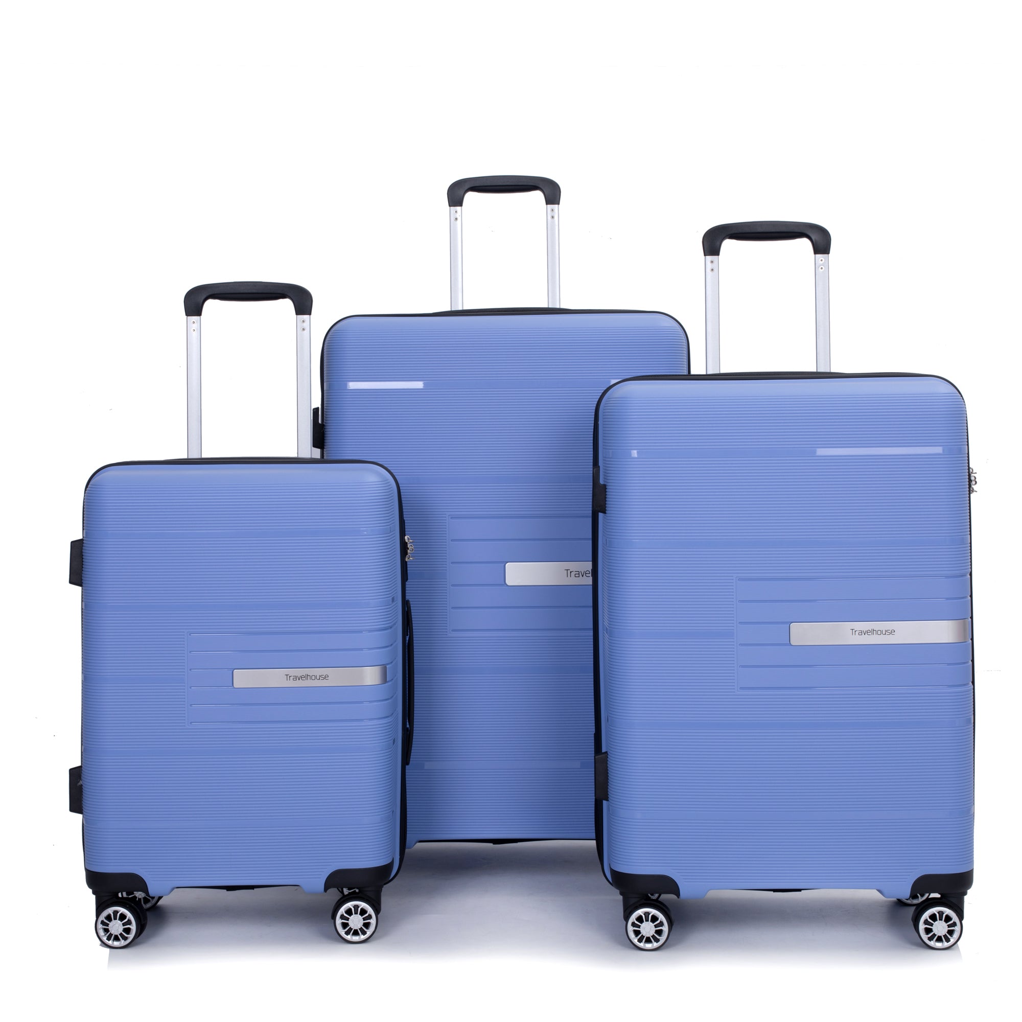 Hardshell Suitcase Double Spinner Wheels PP Luggage Sets Lightweight Durable Suitcase with TSA Lock, 3-Piece Set - Purplish Blue: Secure and Stylish Travel Gear (20/24/28)