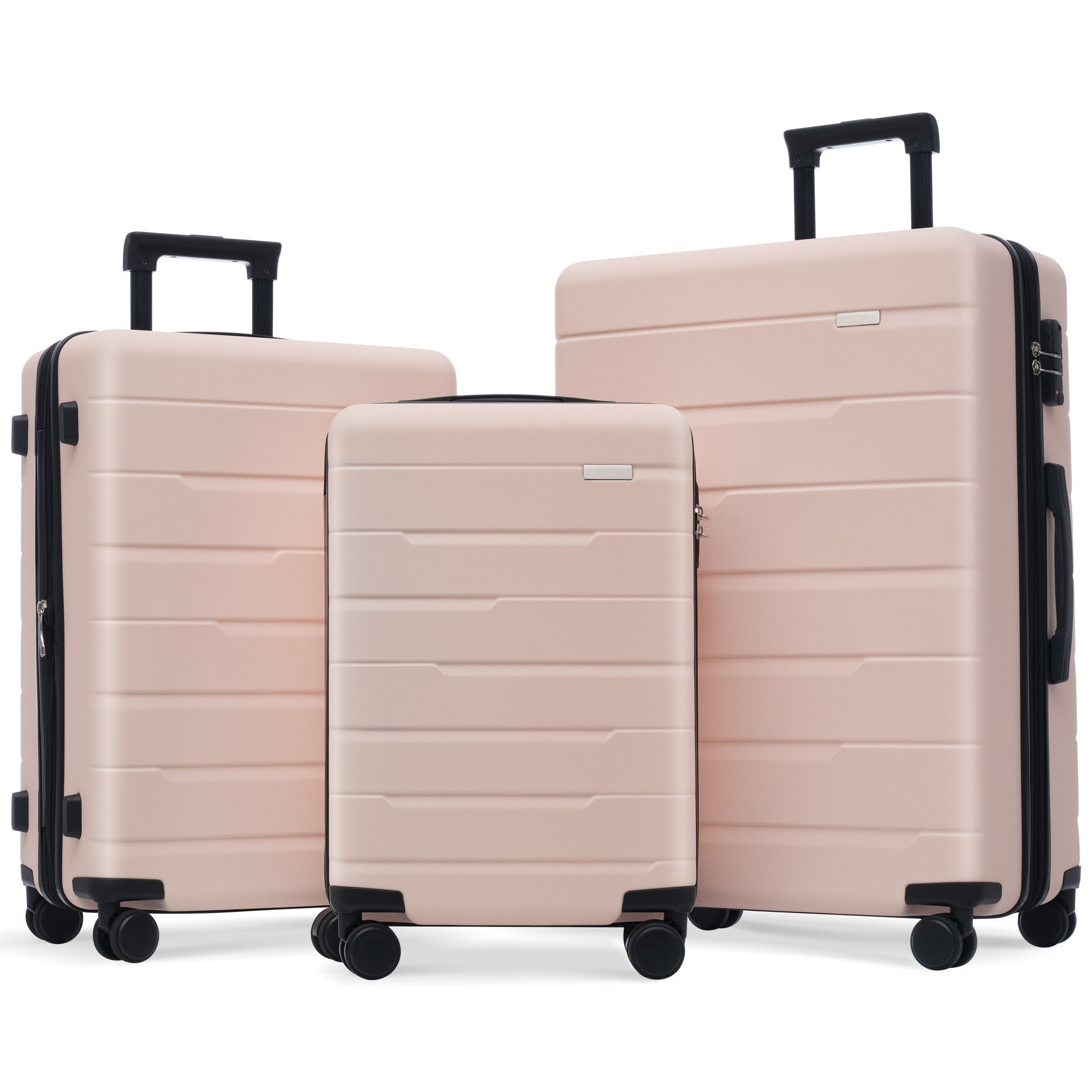 Luggage Sets 3 Piece Suitcase Set 20/24/28, Airline Approved, Hard Case with Spinner Wheels, Pink and Black