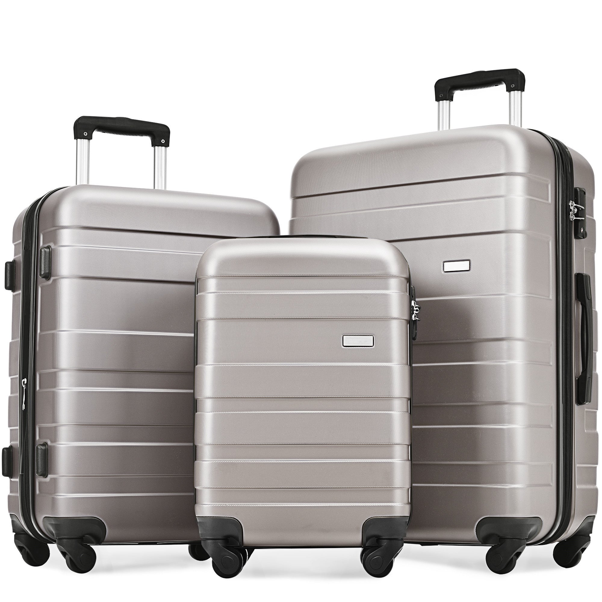 "Luggage Sets: New Model Expandable ABS Hardshell 3pcs Clearance Hardside Suitcase with Spinner Wheels & TSA Lock - Lightweight, Durable, Gray (20''24''28'')"