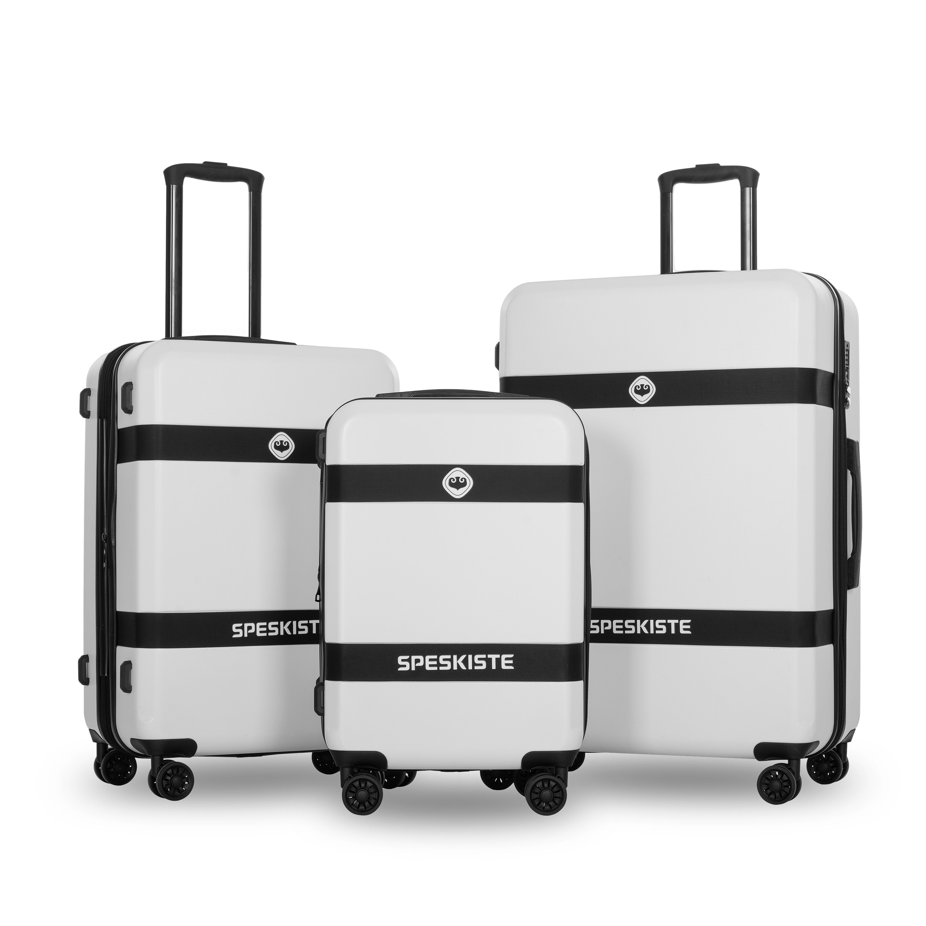 Luggage Sets: Expandable ABS+PC 3 Piece with Spinner Wheels, Lightweight, TSA Lock - 20/24/28, White