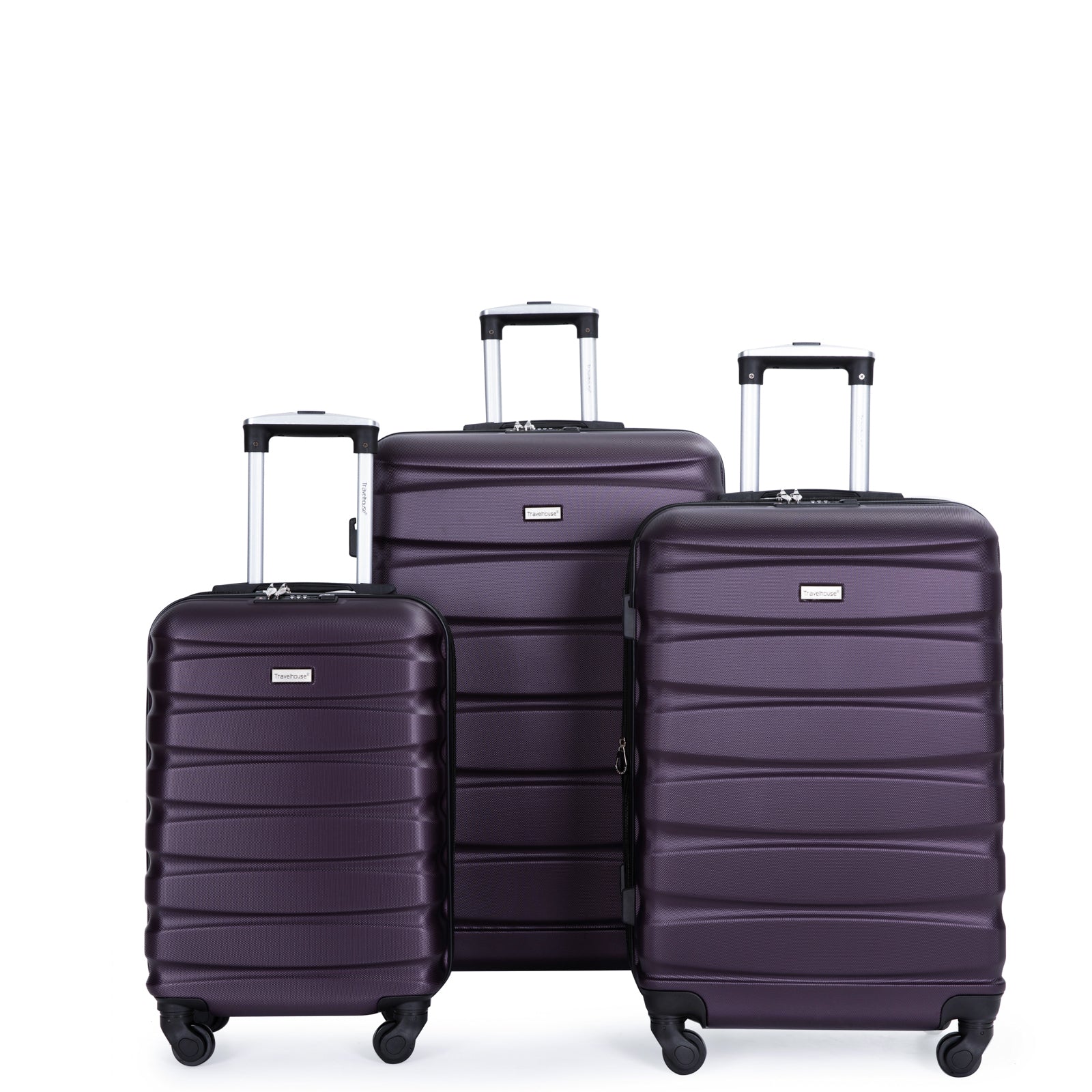 Expandable 3 Piece ABS Luggage Set with Spinner Wheels, TSA Lock, Lightweight Suitcase, Purple (20/24/28)